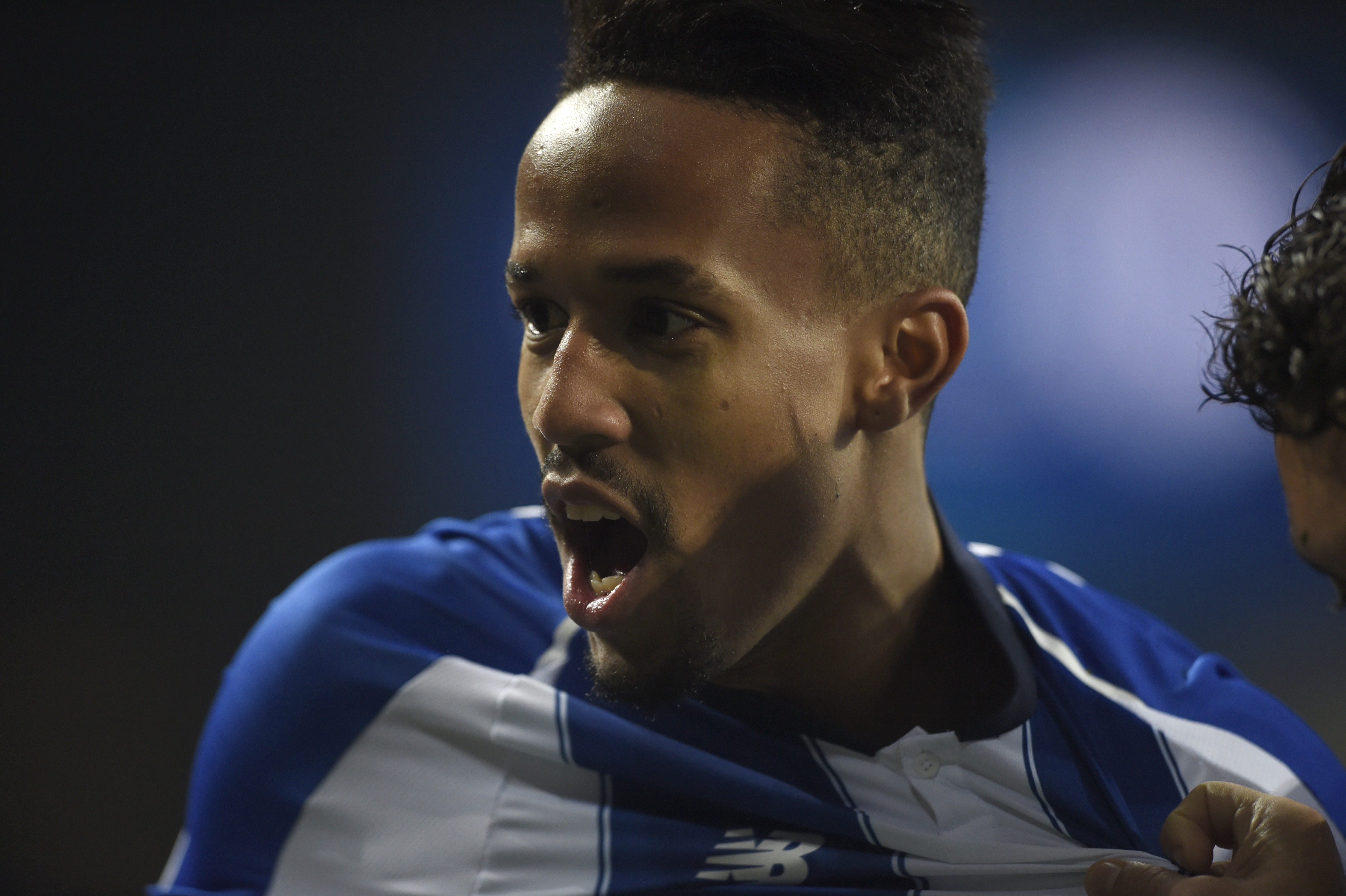 Porto's Brazilian defender Eder Militao celebrates after scoring a goal during the UEFA Champions League group D football match between Porto and Schalke 04 at the Dragao stadium in Porto on November 28, 2018. (Photo by MIGUEL RIOPA / AFP)        (Photo credit should read MIGUEL RIOPA/AFP/Getty Images)