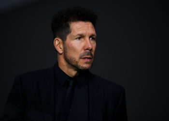 MADRID, SPAIN - OCTOBER 03:  Head coach Diego Pablo Simeone of Club Atletico de Madrid looks on prior to the Group A match of the UEFA Champions League between Club Atletico de Madrid and Club Brugge at Estadio Wanda Metropolitano on October 3, 2018 in Madrid, Spain.  (Photo by David Ramos/Getty Images)