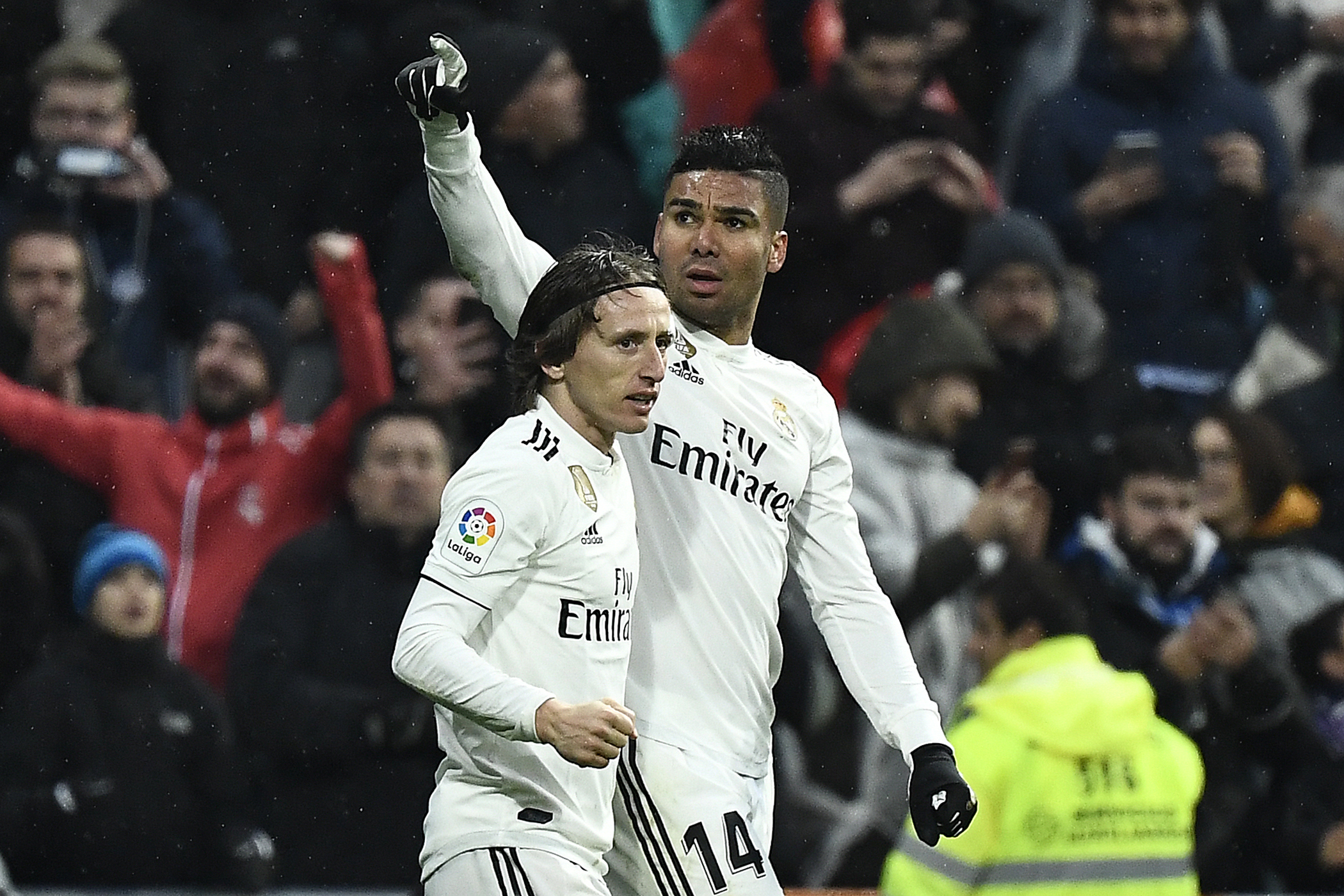 The goalscorers (Photo by PIERRE-PHILIPPE MARCOU/AFP/Getty Images)