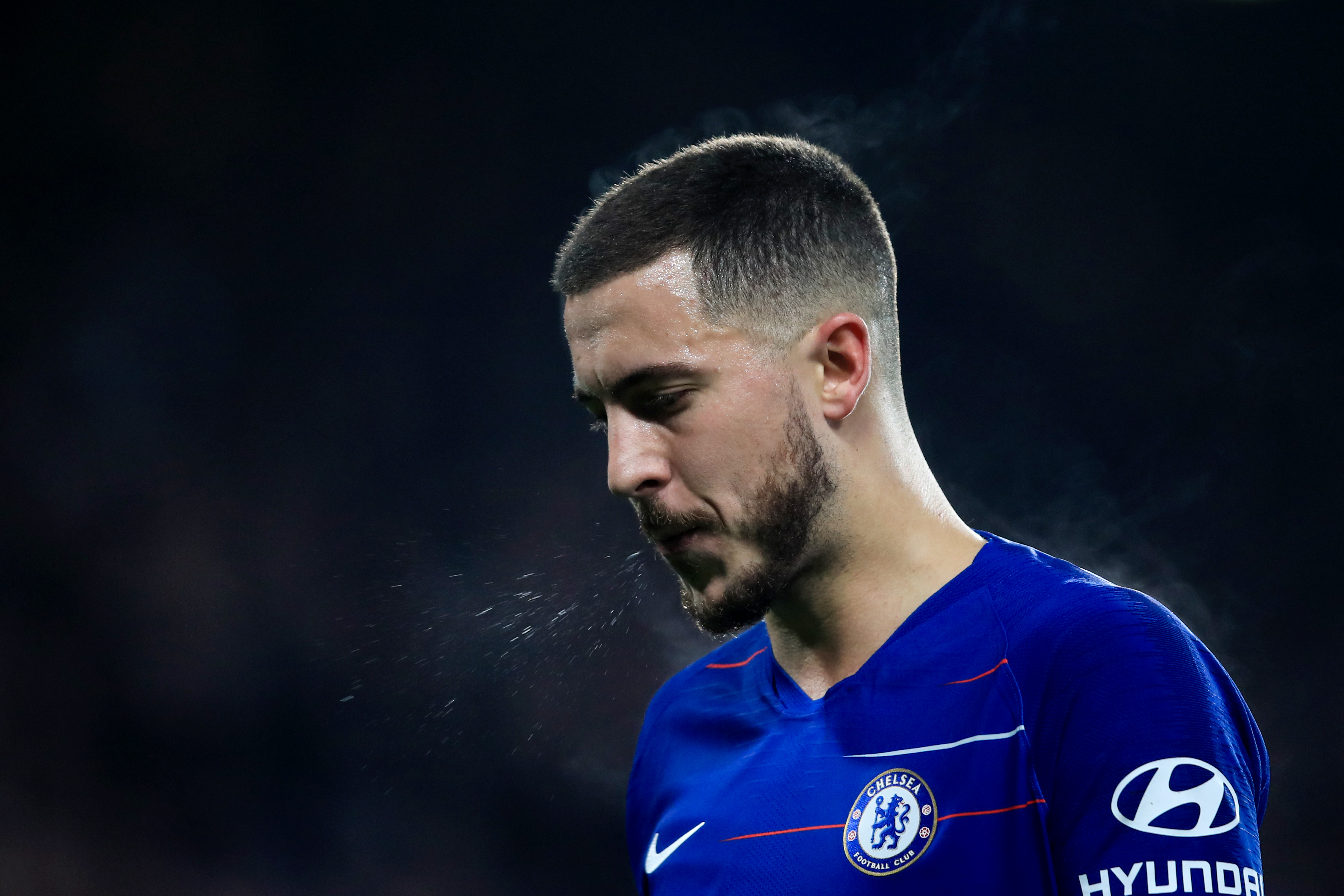 LONDON, ENGLAND - JANUARY 24:  Eden Hazard of Chelsea during the Carabao Cup Semi-Final Second Leg match between Chelsea and Tottenham Hotspur at Stamford Bridge on January 24, 2019 in London, England. (Photo by Marc Atkins/Getty Images)