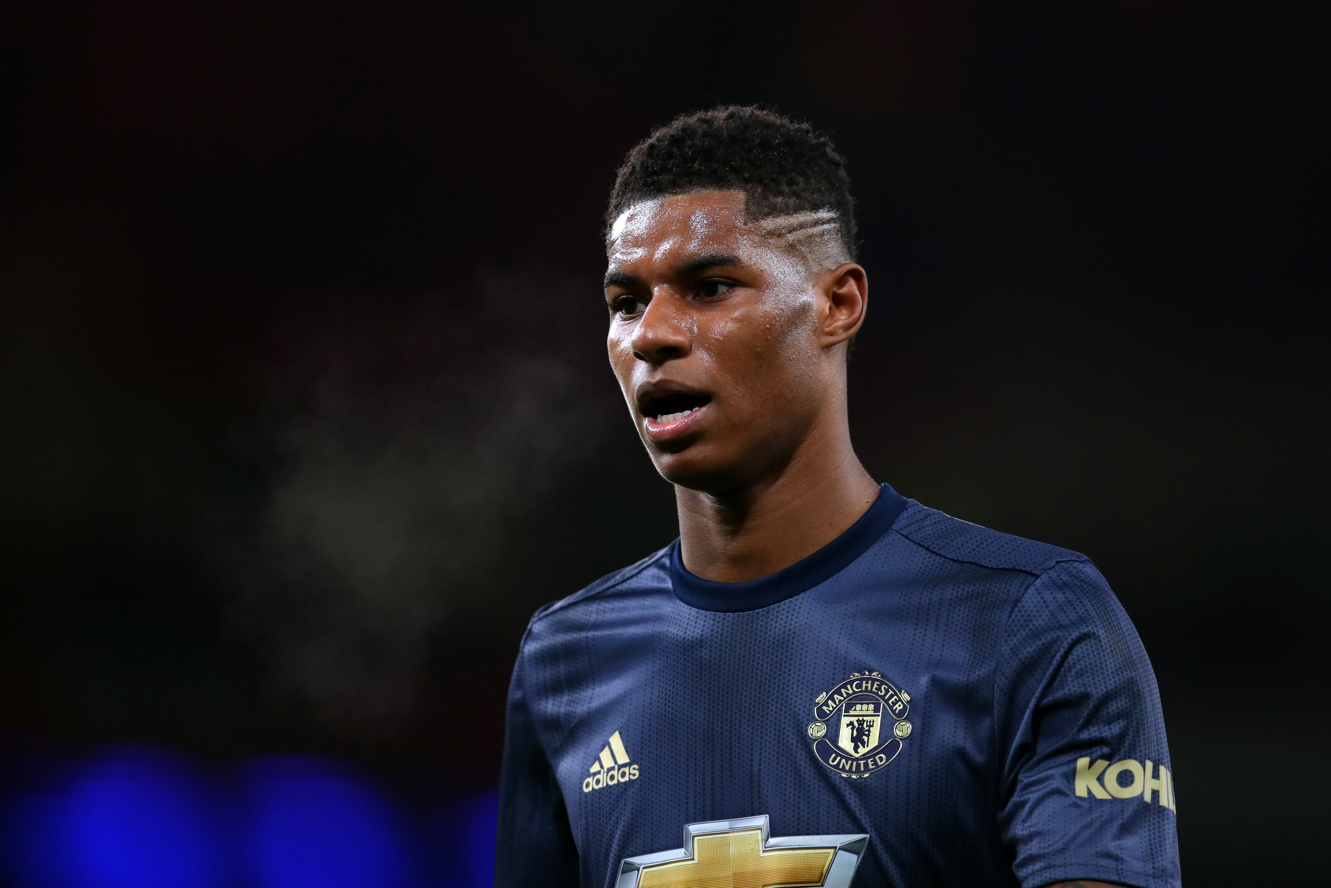 LONDON, ENGLAND - JANUARY 25: Marcus Rashford of Manchester United during the FA Cup Fourth Round match between Arsenal and Manchester United at Emirates Stadium on January 25, 2019 in London, United Kingdom. (Photo by Catherine Ivill/Getty Images)