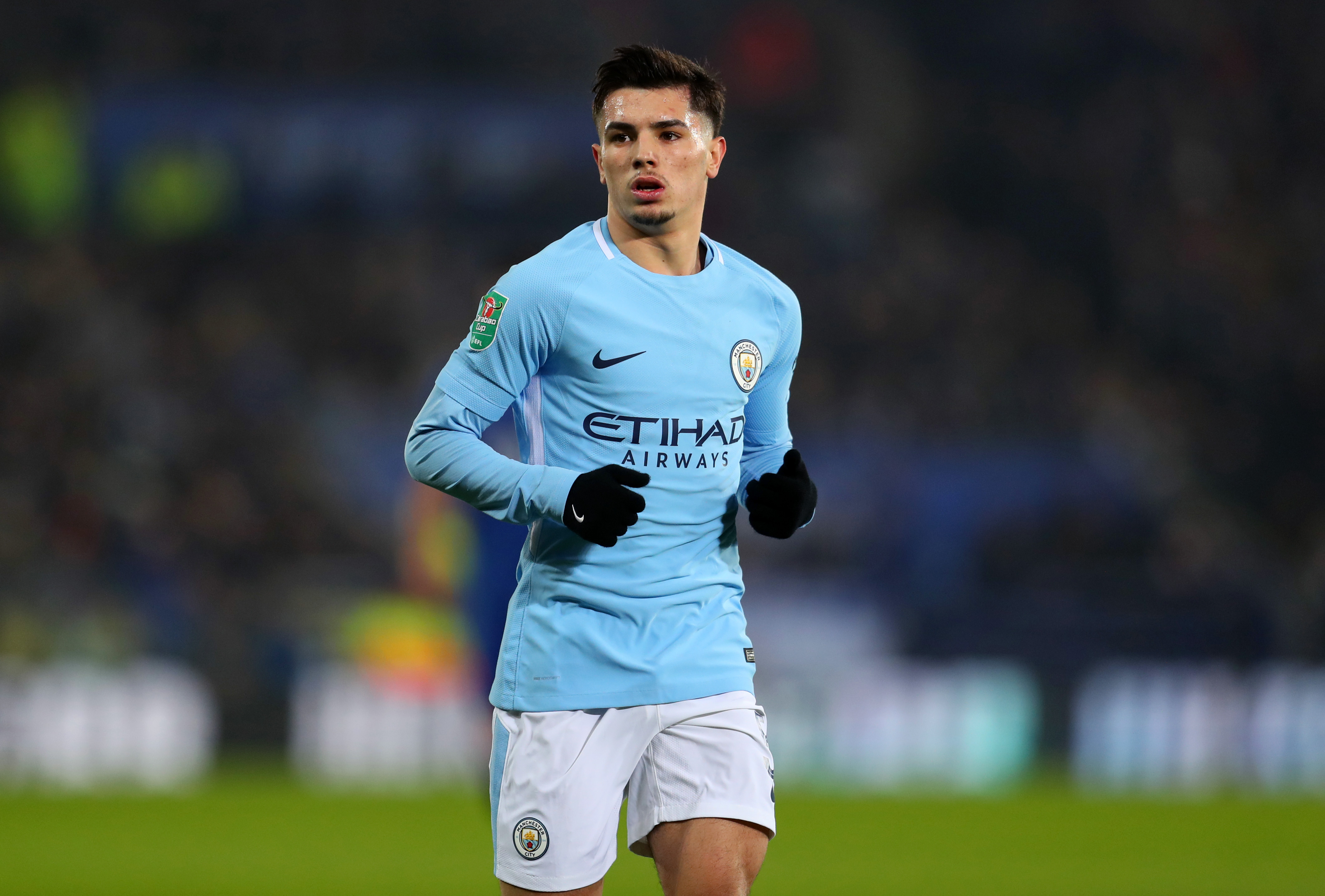 LEICESTER, ENGLAND - DECEMBER 19: Brahim Diaz of Manchester City during the Carabao Cup Quarter-Final match between Leicester City and Manchester City at The King Power Stadium on December 19, 2017 in Leicester, England. (Photo by Catherine Ivill/Getty Images)