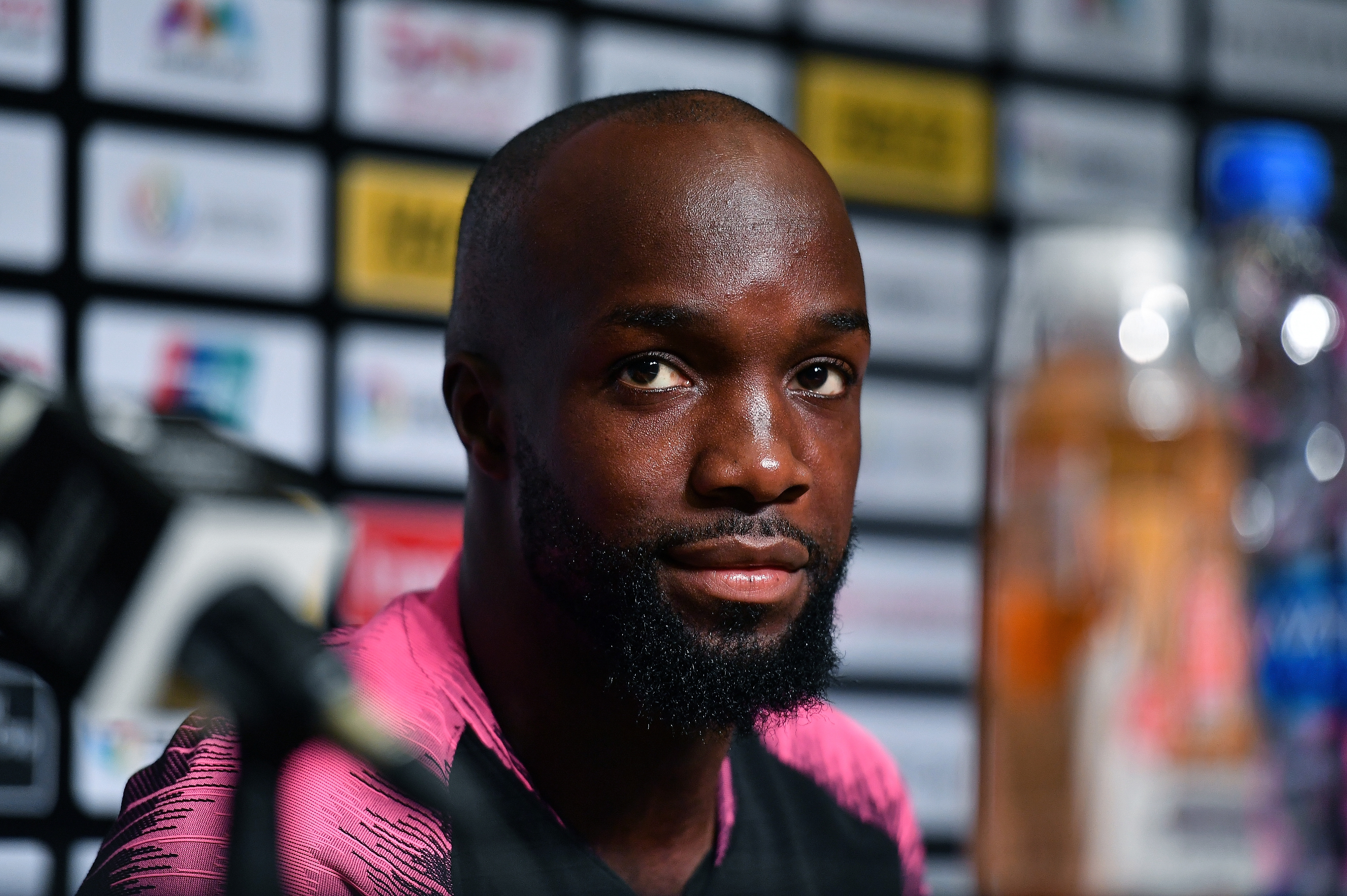 SINGAPORE - JULY 27: Lassana Diarra #19 of Paris Saint-Germain looks during pre match press conference ahead of the International Champions Cup 2018 match between Arsenal v Paris Saint Germain on July 27, 2018 in Singapore.  (Photo by Thananuwat Srirasant/Getty Images for ICC)