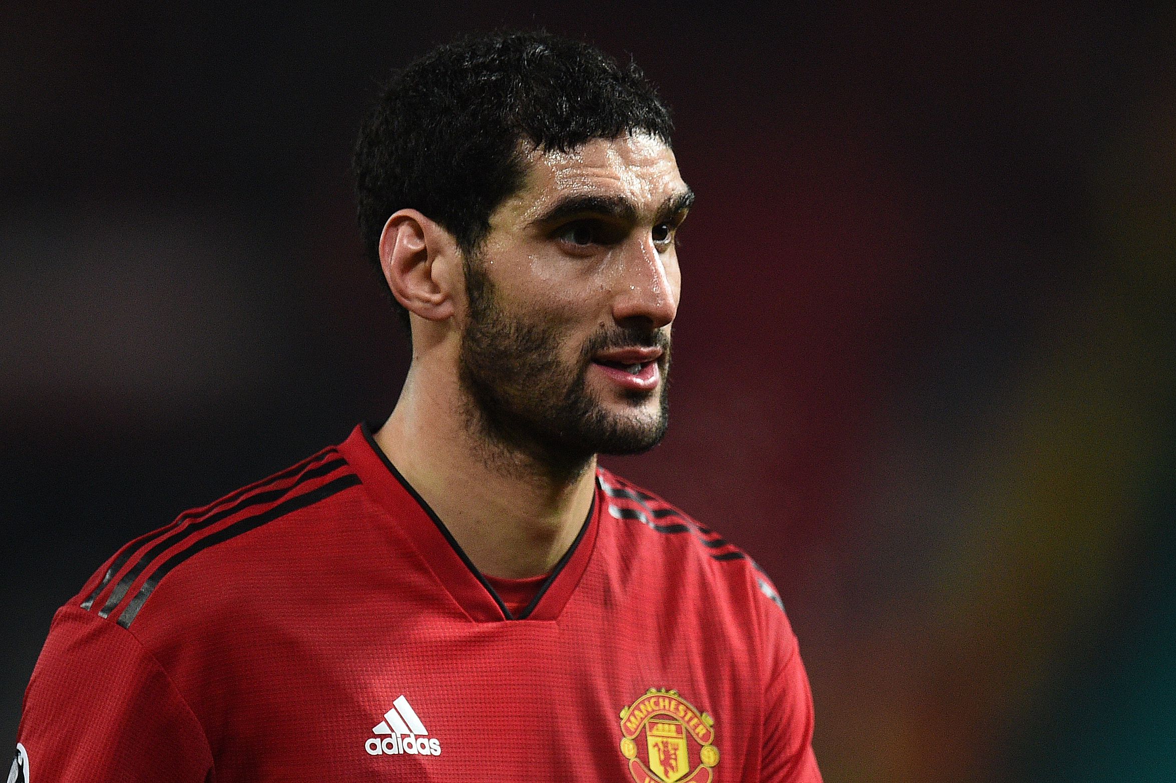 Manchester United's Belgian midfielder Marouane Fellaini leaves the pitch following the UEFA Champions League group H football match between Manchester United and Young Boys at Old Trafford in Manchester, north-west England on November 27, 2018. (Photo by Oli SCARFF / AFP)        (Photo credit should read OLI SCARFF/AFP/Getty Images)
