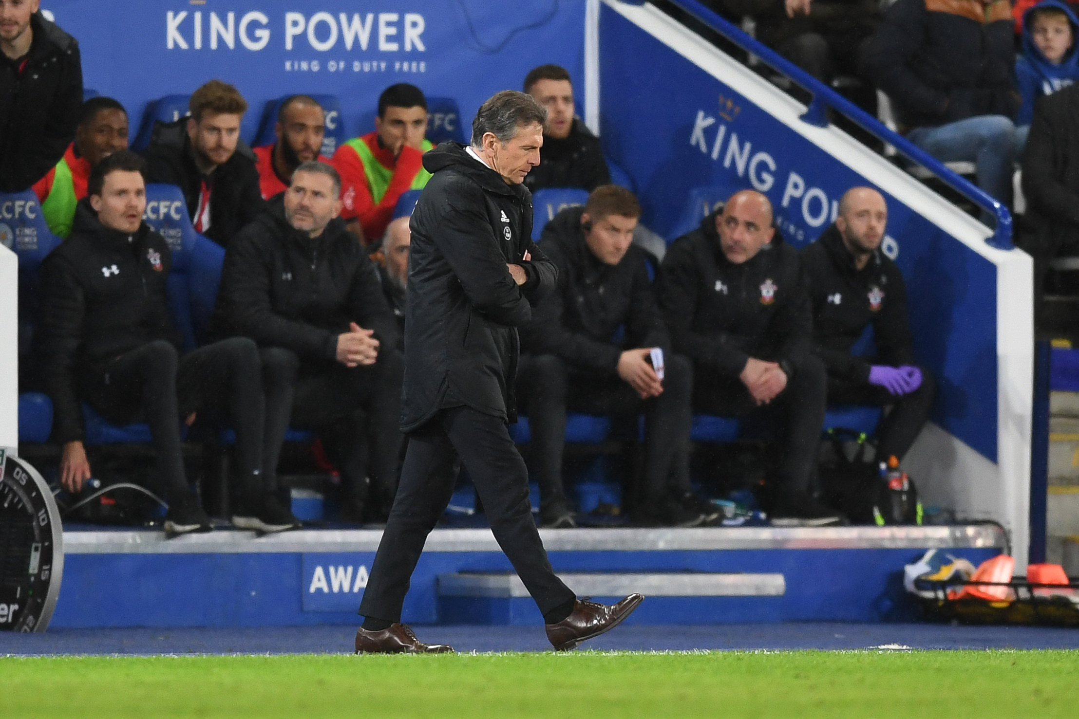 LEICESTER, ENGLAND - JANUARY 12: Leicester City manager Claude Puel looks on during the Premier League match between Leicester City and Southampton FC at The King Power Stadium on January 12, 2019 in Leicester, United Kingdom. (Photo by Michael Regan/Getty Images)