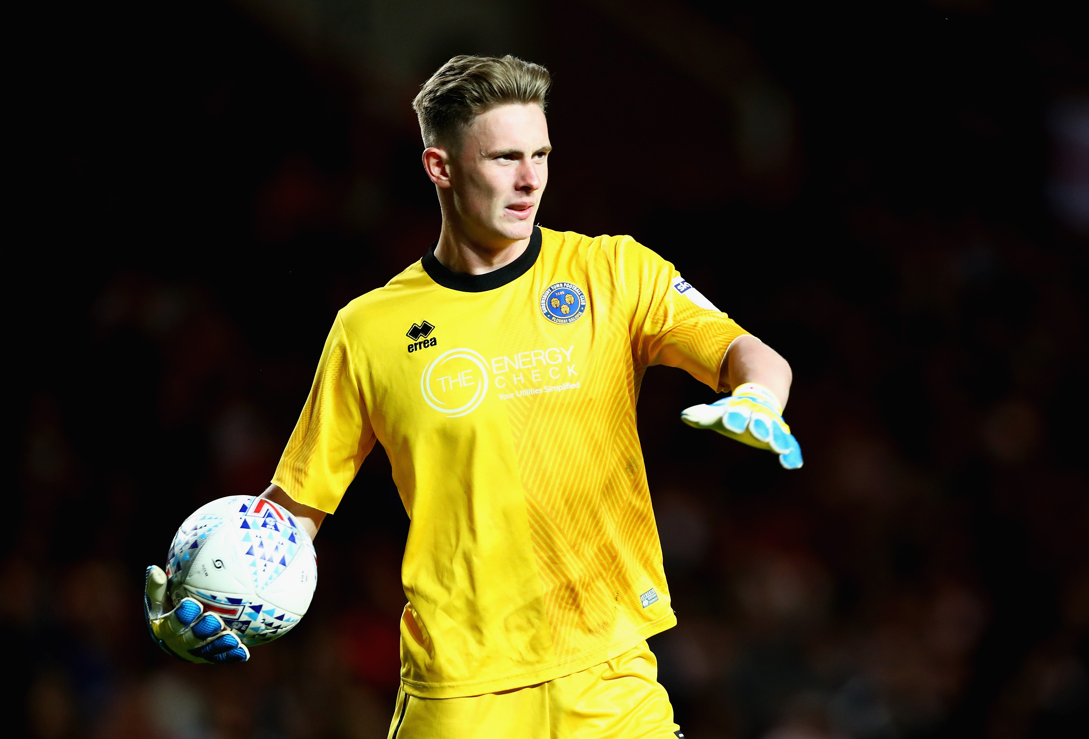 LONDON, ENGLAND - MAY 10:  Dean Henderson of Shrewsbury Town in action during the Sky Bet League One Play Off Semi Final First Leg match between Charlton Athletic and Shrewsbury Town at The Valley on May 10, 2018 in London, England.  (Photo by Naomi Baker/Getty Images)