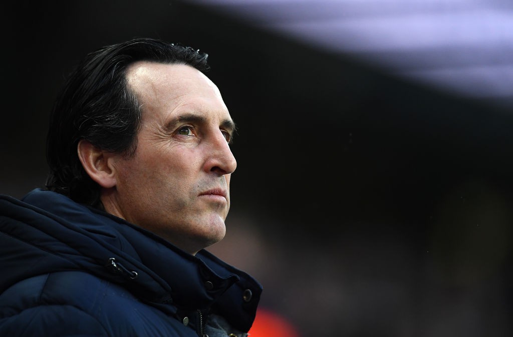 MANCHESTER, ENGLAND - FEBRUARY 03: Unai Emery of Arsenal looks on before the Premier League match between Manchester City and Arsenal FC at Etihad Stadium on February 03, 2019 in Manchester, United Kingdom. (Photo by Clive Mason/Getty Images