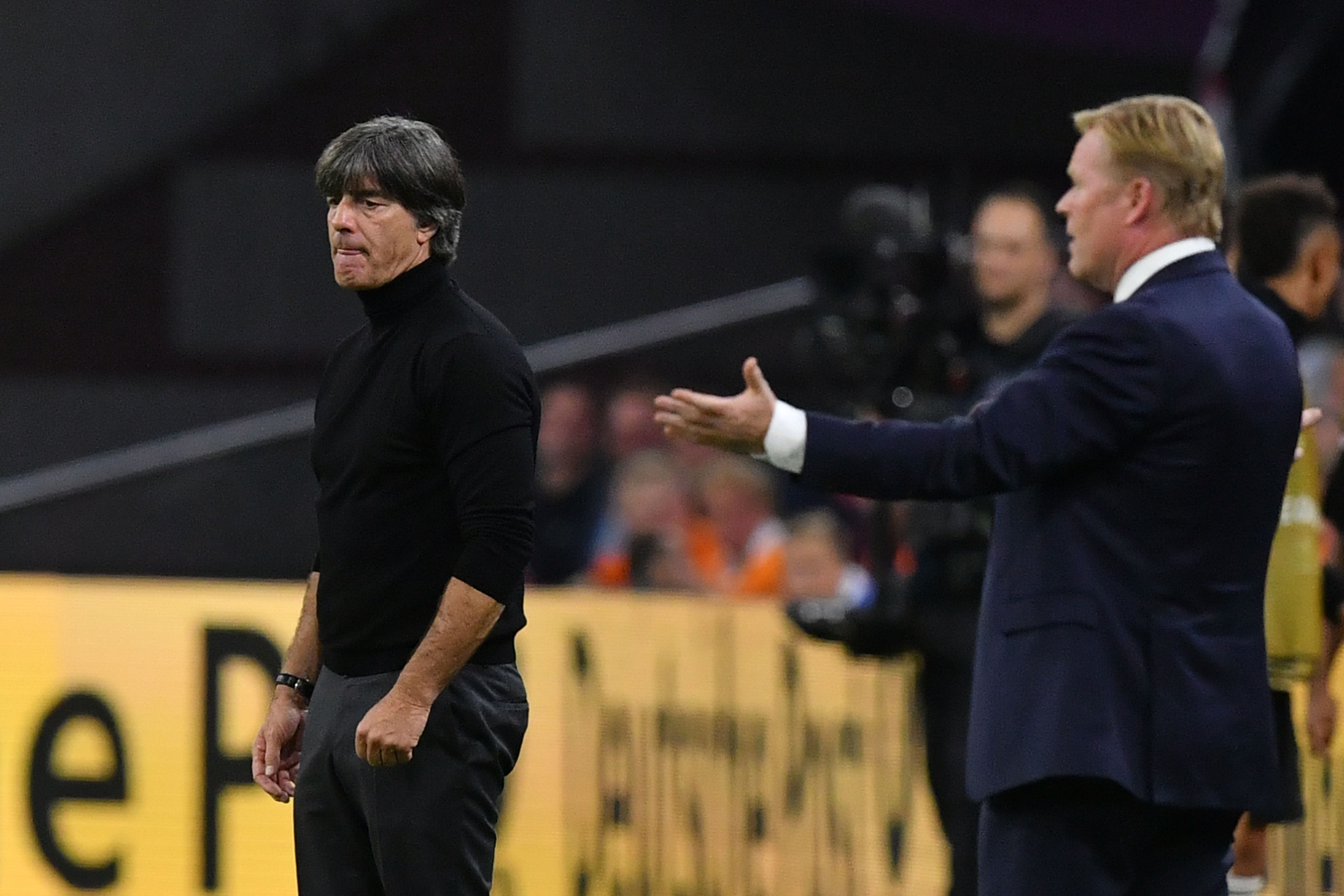 Germany's head coach Joachim Loew reacts during the UEFA Nations League football match between Netherlands and Germany, on October 13, 2018 at Johan Crujiff ArenA in Amsterdam. (Photo by EMMANUEL DUNAND / AFP)        (Photo credit should read EMMANUEL DUNAND/AFP/Getty Images)