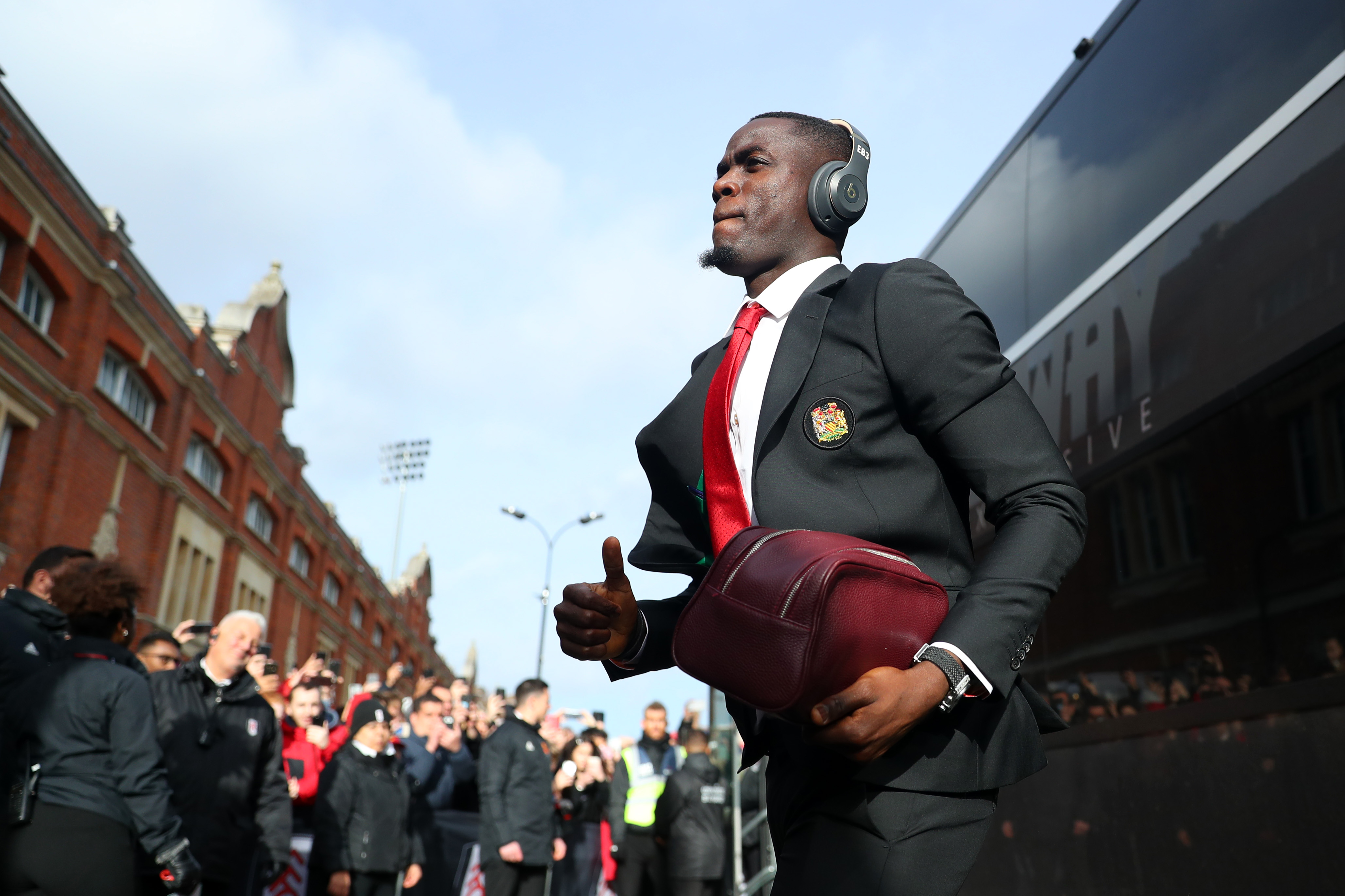 LONDON, ENGLAND - FEBRUARY 09:  Eric Bailly of Manchester United arrives at the stadium prior to the Premier League match between Fulham FC and Manchester United at Craven Cottage on February 9, 2019 in London, United Kingdom.  (Photo by Catherine Ivill/Getty Images)