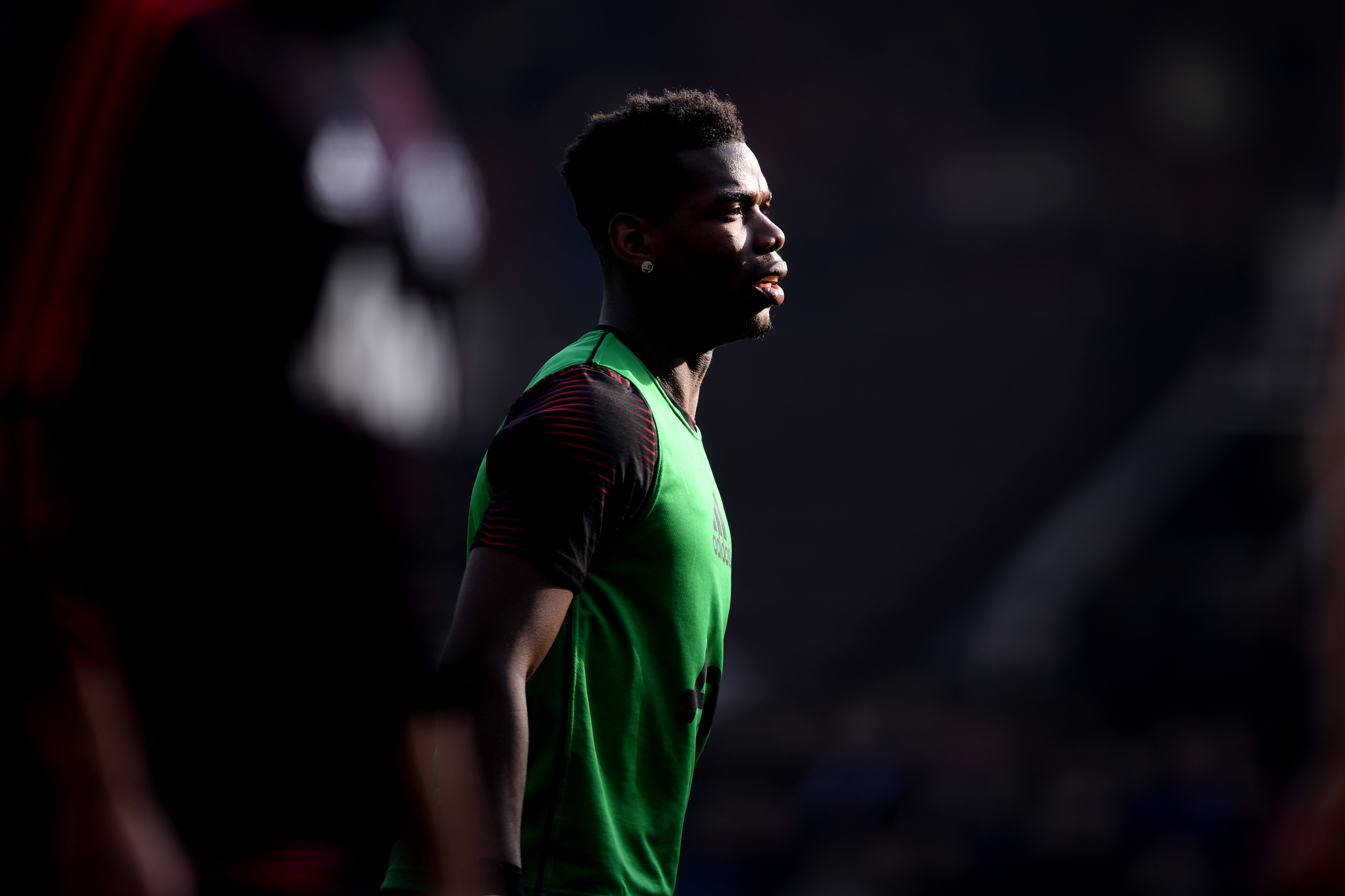 MANCHESTER, ENGLAND - FEBRUARY 24:  Paul Pogba of Manchester United looks on prior to the Premier League match between Manchester United and Liverpool FC at Old Trafford on February 24, 2019 in Manchester, United Kingdom.  (Photo by Laurence Griffiths/Getty Images)