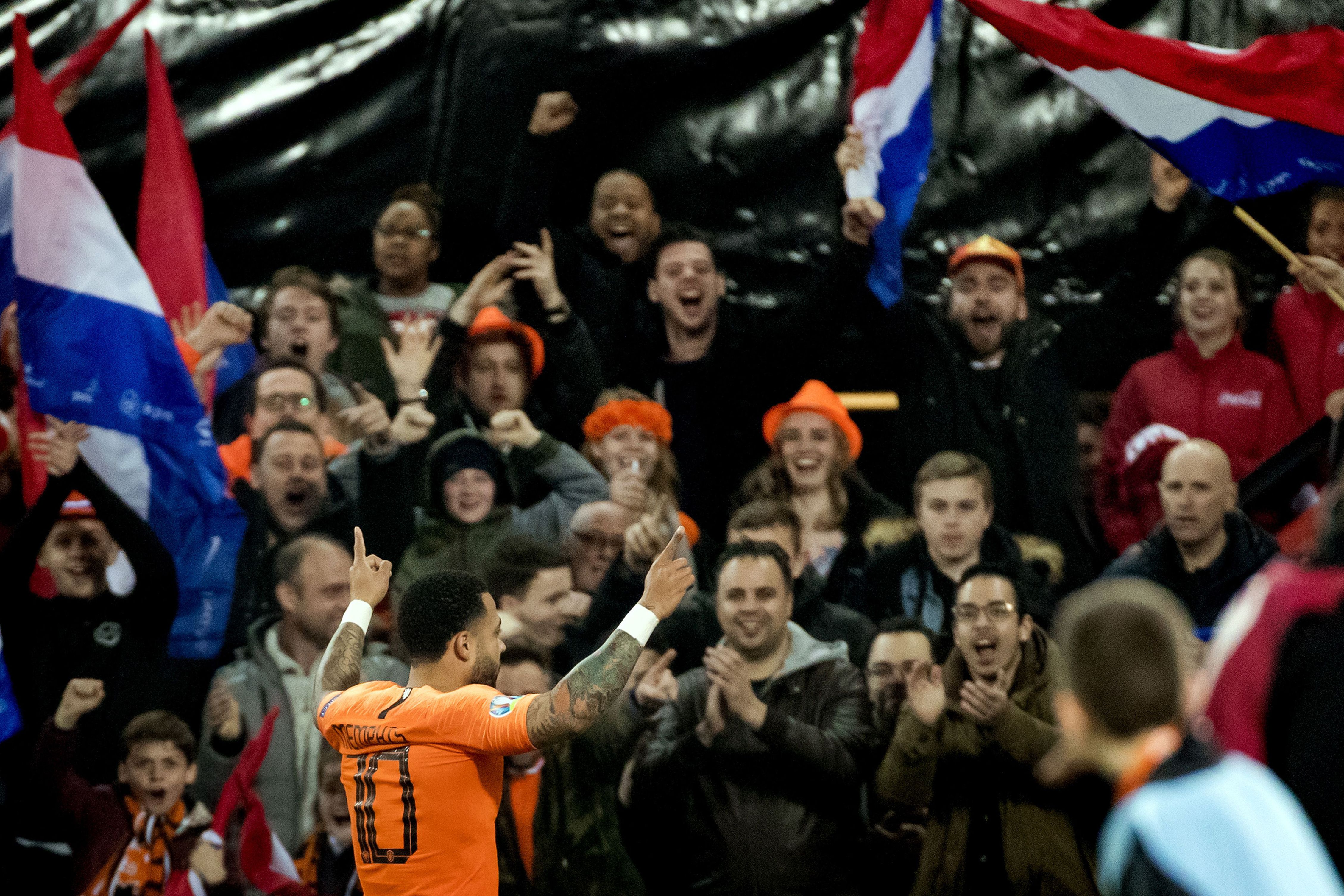 Memphis Depay inspired Netherlands to a 4-0 win over Belarus on Thursday. (Photo by Koen van Weel/AFP/Getty Images)