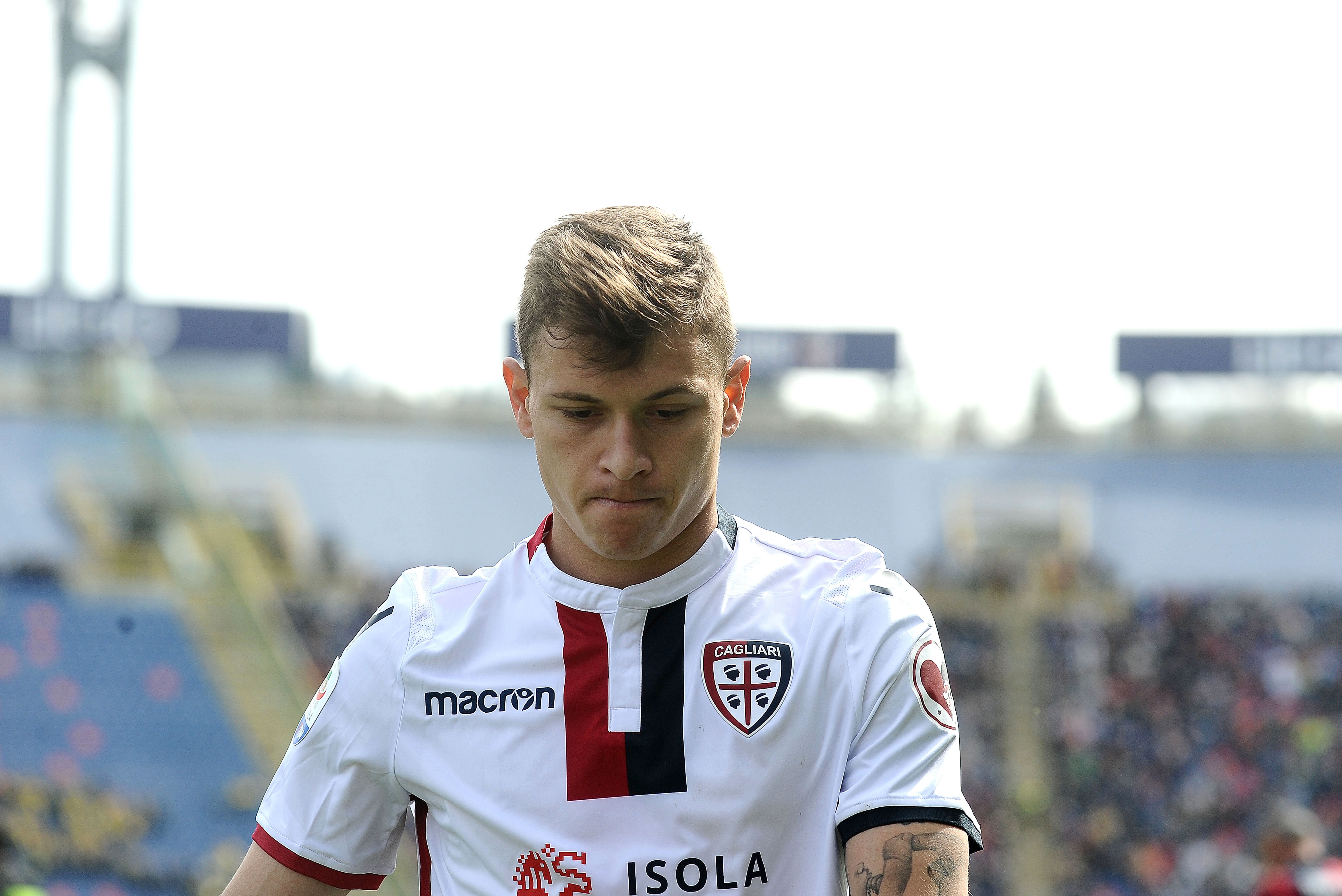 BOLOGNA, ITALY - MARCH 10: Nicolo Barella of Cagliari looks on during the Serie A match between Bologna FC and Cagliari at Stadio Renato Dall'Ara on March 10, 2019 in Bologna, Italy. (Photo by Mario Carlini / Iguana Press/Getty Images)