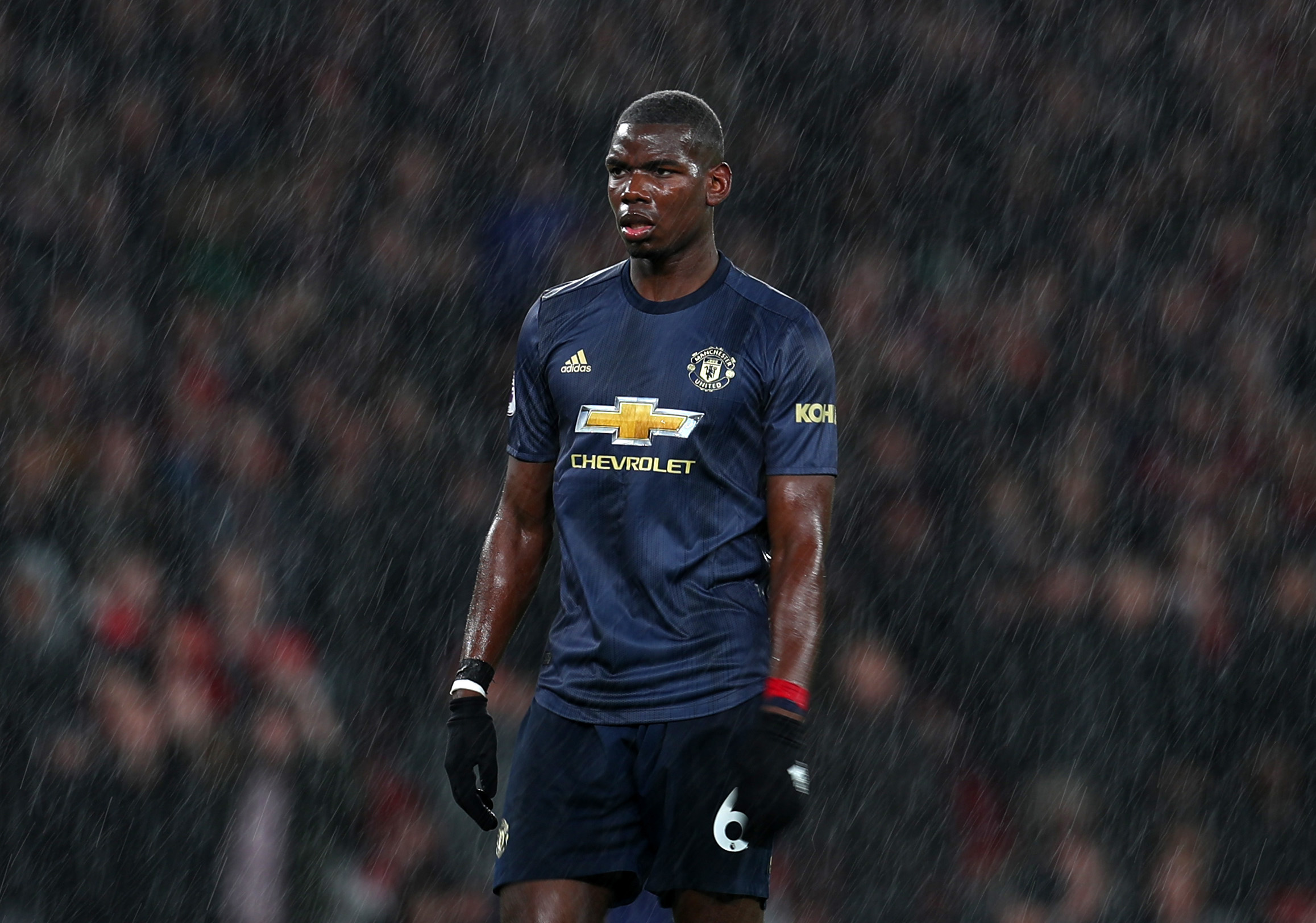 LONDON, ENGLAND - MARCH 10: Paul Pogba of Manchester United  during the Premier League match between Arsenal FC and Manchester United at Emirates Stadium on March 10, 2019 in London, United Kingdom. (Photo by Catherine Ivill/Getty Images)