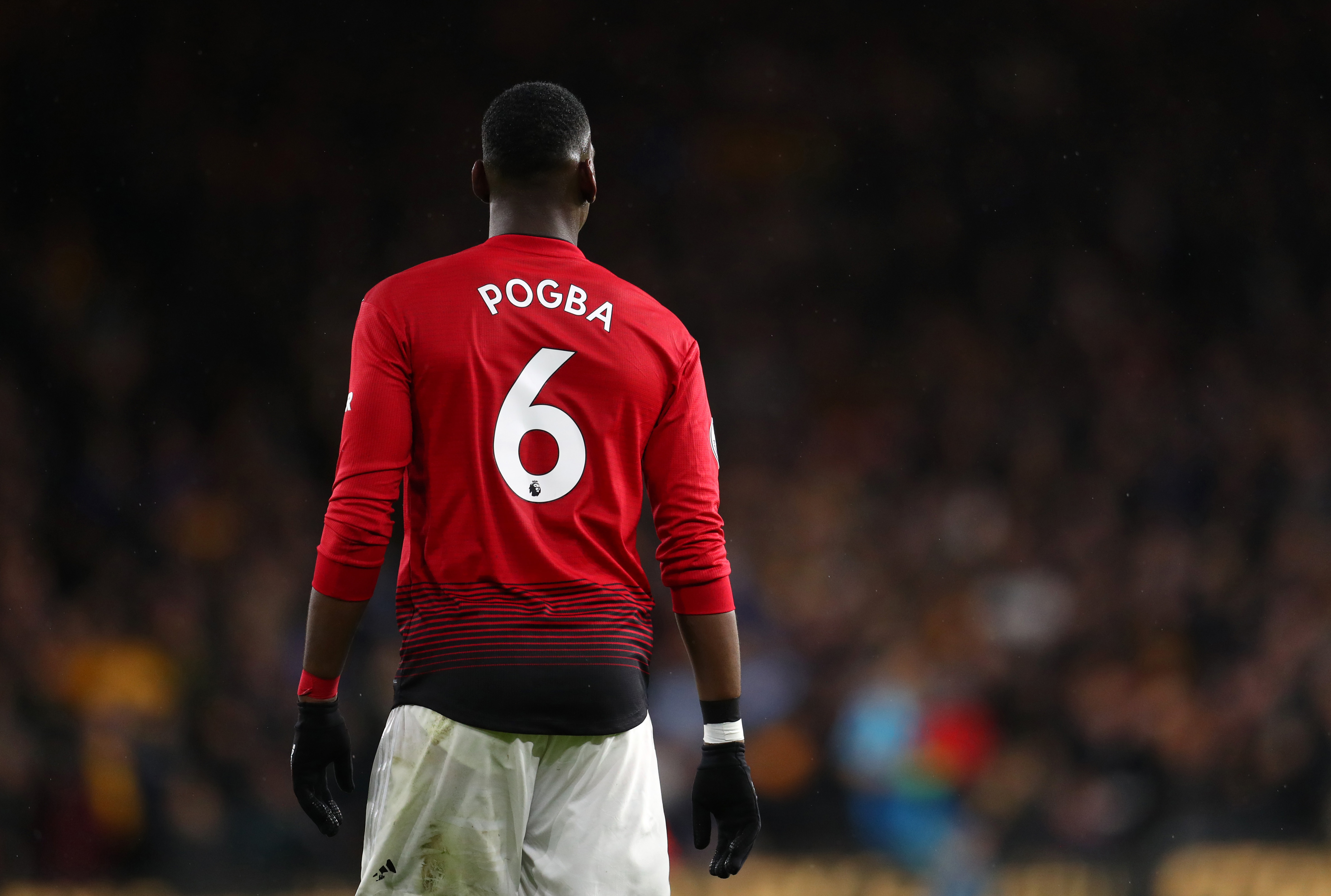 WOLVERHAMPTON, ENGLAND - APRIL 02: Paul Pogba of Manchester United  during the Premier League match between Wolverhampton Wanderers and Manchester United at Molineux on April 02, 2019 in Wolverhampton, United Kingdom. (Photo by Catherine Ivill/Getty Images)