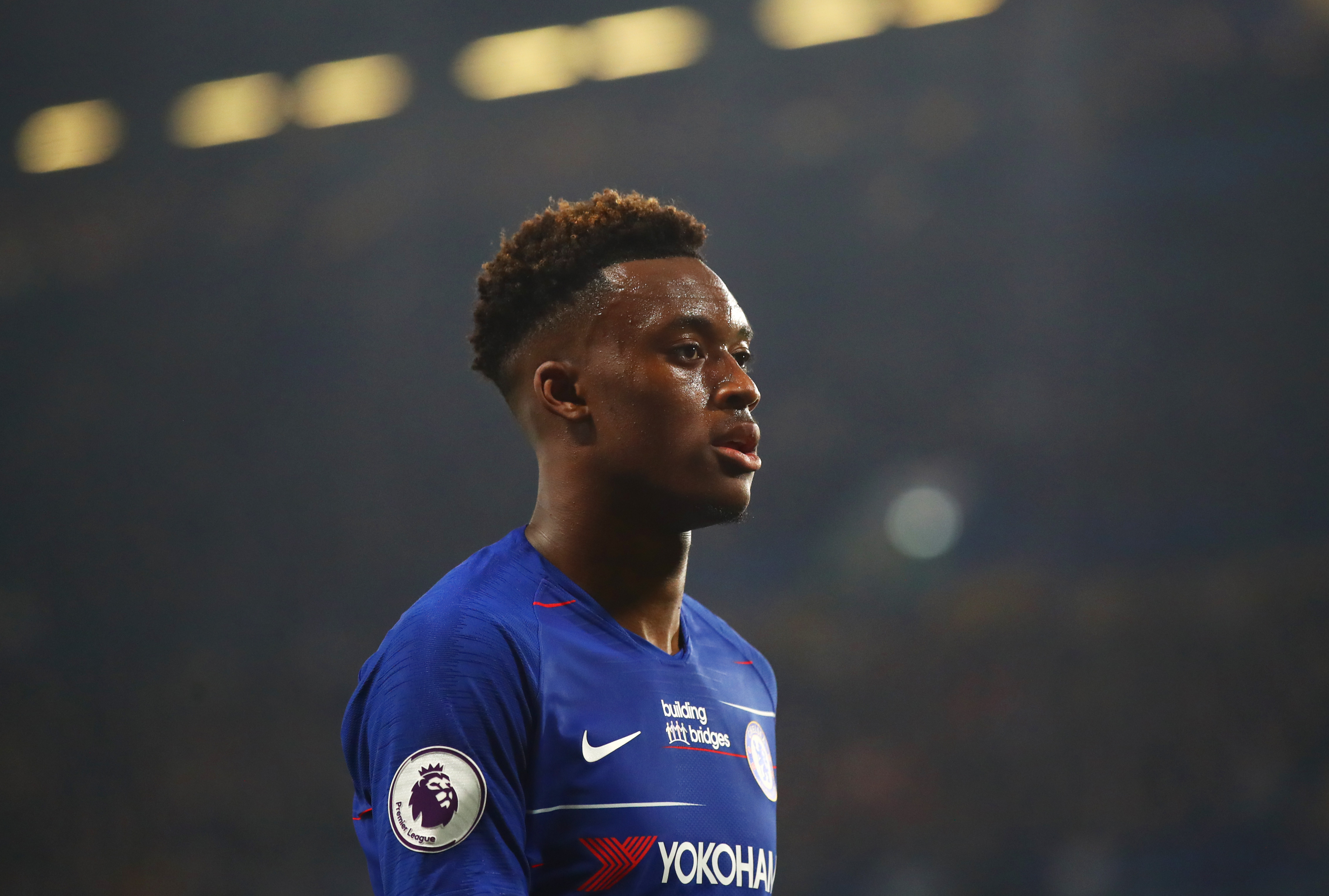 LONDON, ENGLAND - APRIL 08:  Callum Hudson-Odoi of Chelsea looks on  the Premier League match between Chelsea FC and West Ham United at Stamford Bridge on April 08, 2019 in London, United Kingdom. (Photo by Julian Finney/Getty Images)