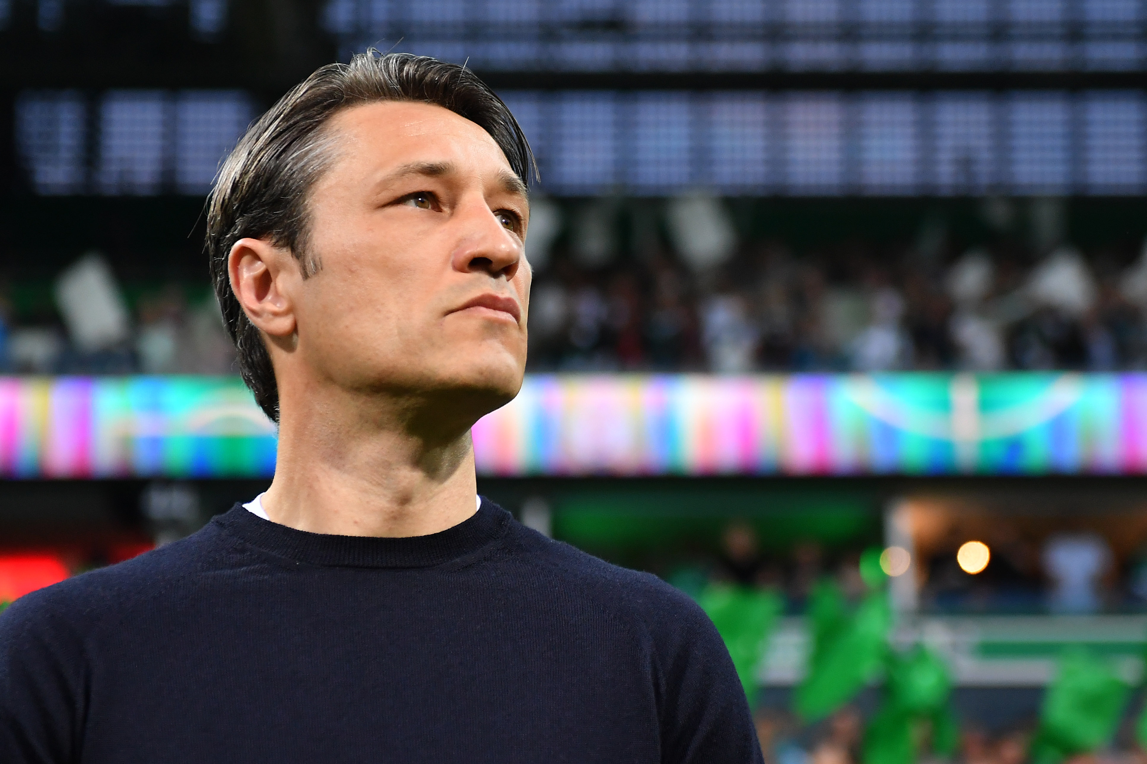BREMEN, GERMANY - APRIL 24: Niko Kovac head coach of Munich looks on prior to the DFB Cup semi final match between Werder Bremen and FC Bayern Muenchen at Weserstadion on April 24, 2019 in Bremen, Germany. (Photo by Stuart Franklin/Bongarts/Getty Images)