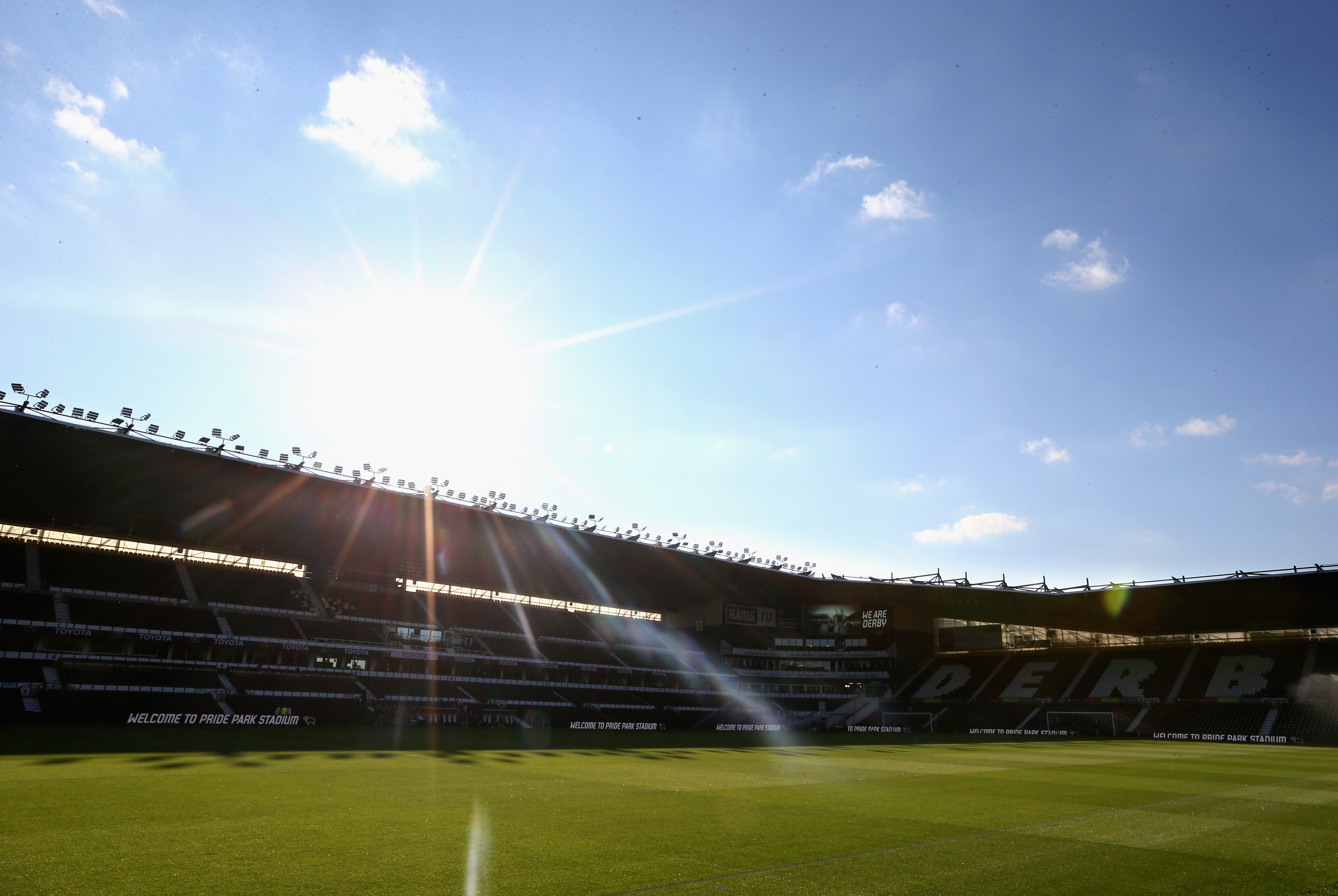DERBY, ENGLAND - AUGUST 21:  A general view from inside the stadium prior to the Sky Bet Championship match between Derby County and Ipswich Town at Pride Park Stadium on August 21, 2018 in Derby, England.  (Photo by Alex Pantling/Getty Images)