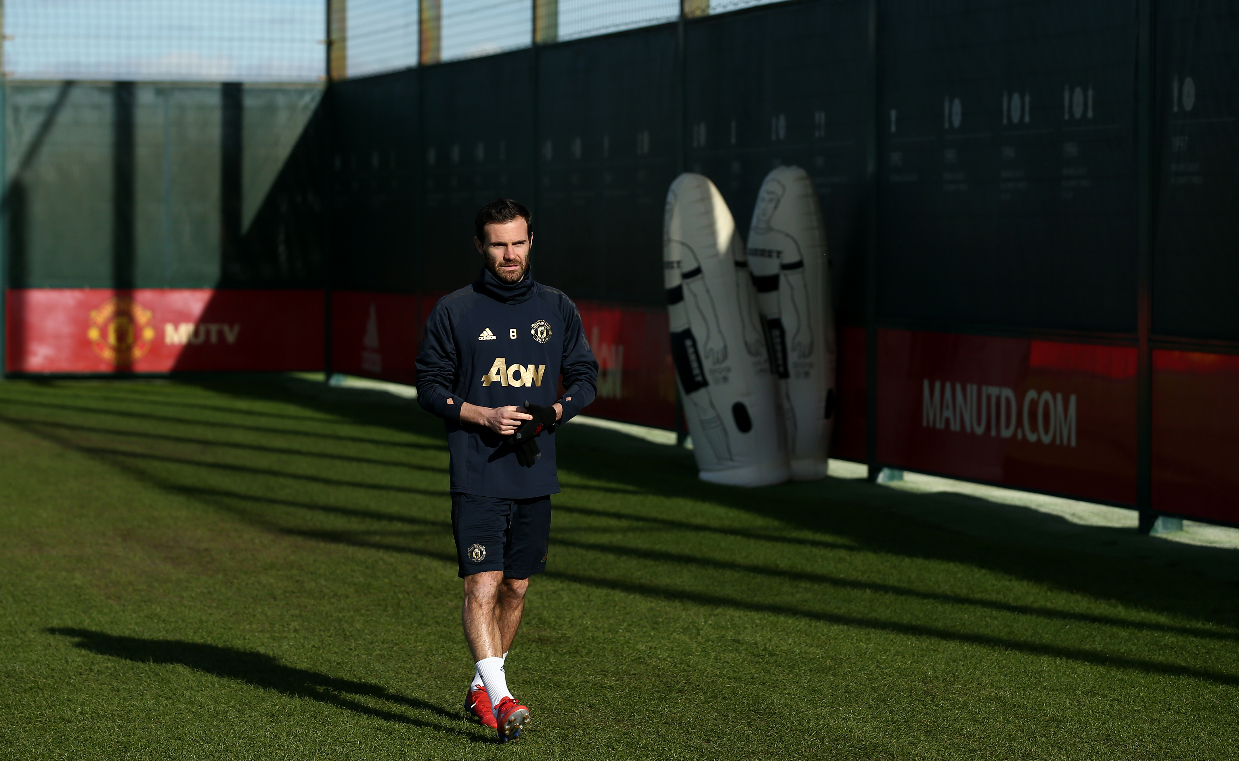 MANCHESTER, ENGLAND - FEBRUARY 11: Juan Mata of Manchester United arrives for a training session ahead of their UEFA Champions League Round of 16 match against Paris Saint-Germain F.C. at Aon Training Complex on February 11, 2019 in Manchester, England. (Photo by Jan Kruger/Getty Images)