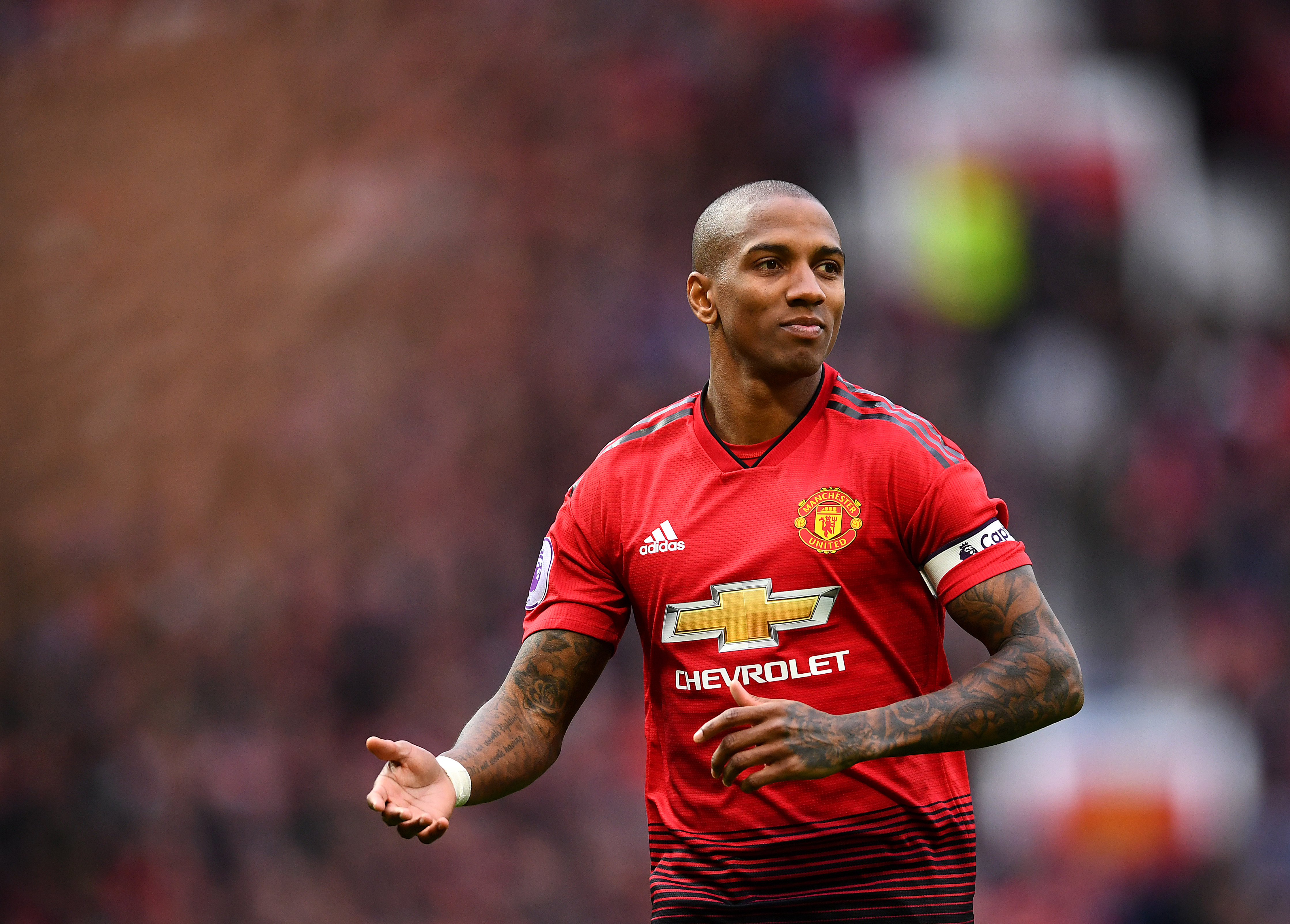 MANCHESTER, ENGLAND - MARCH 02: Ashley Young of Manchester United in action during the Premier League match between Manchester United and Southampton FC at Old Trafford on March 02, 2019 in Manchester, United Kingdom. (Photo by Clive Mason/Getty Images)