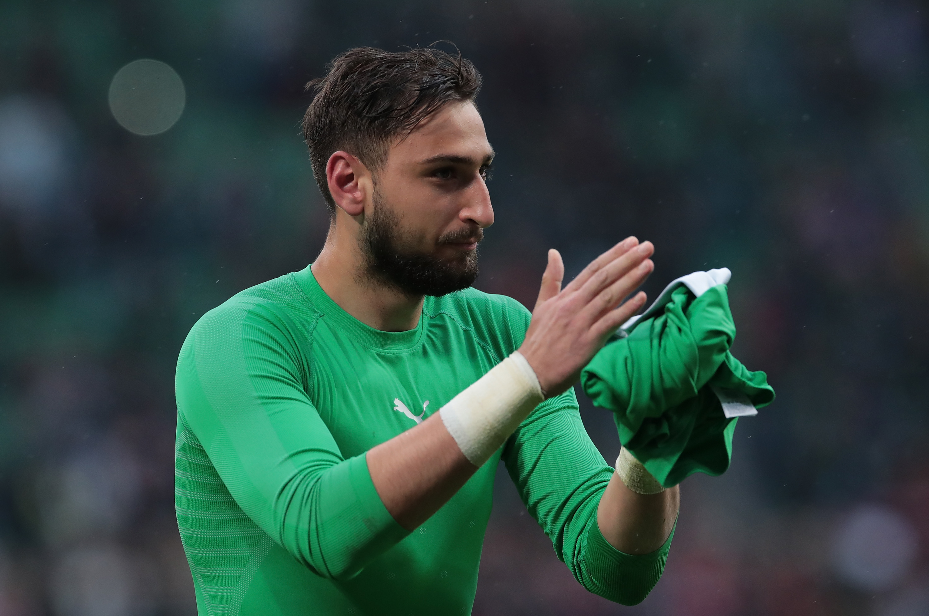 Could Donnarumma be heading to Manchester United?  (Photo by Emilio Andreoli/Getty Images)