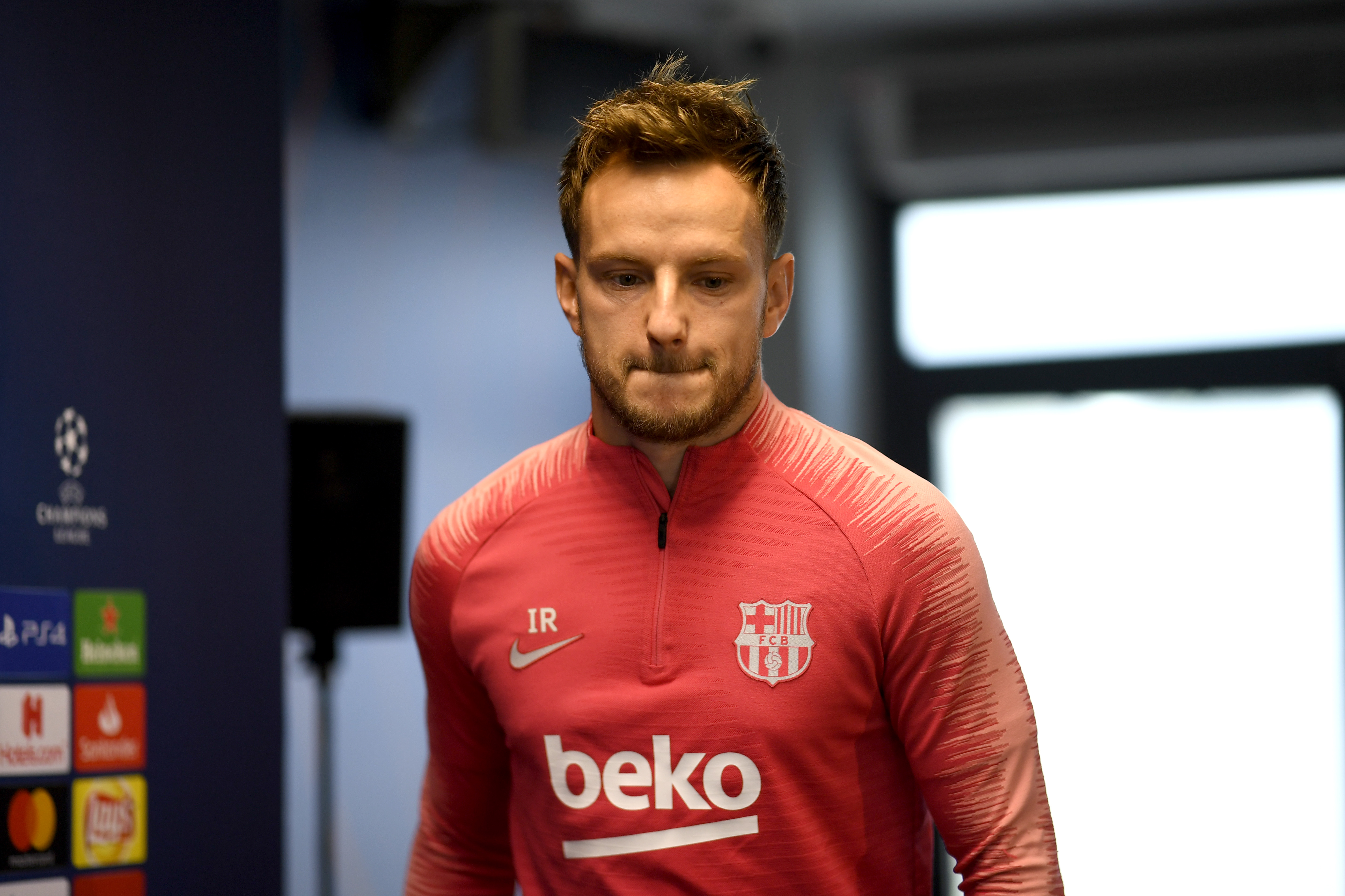 BARCELONA, SPAIN - APRIL 30: Ivan Rakitic of Barcelona attends an FC Barcelona press conference ahead of their UEFA Champions League semi-final first leg match against Liverpool. On April 30, 2019 in Barcelona, Spain. (Photo by Alex Caparros/Getty Images)