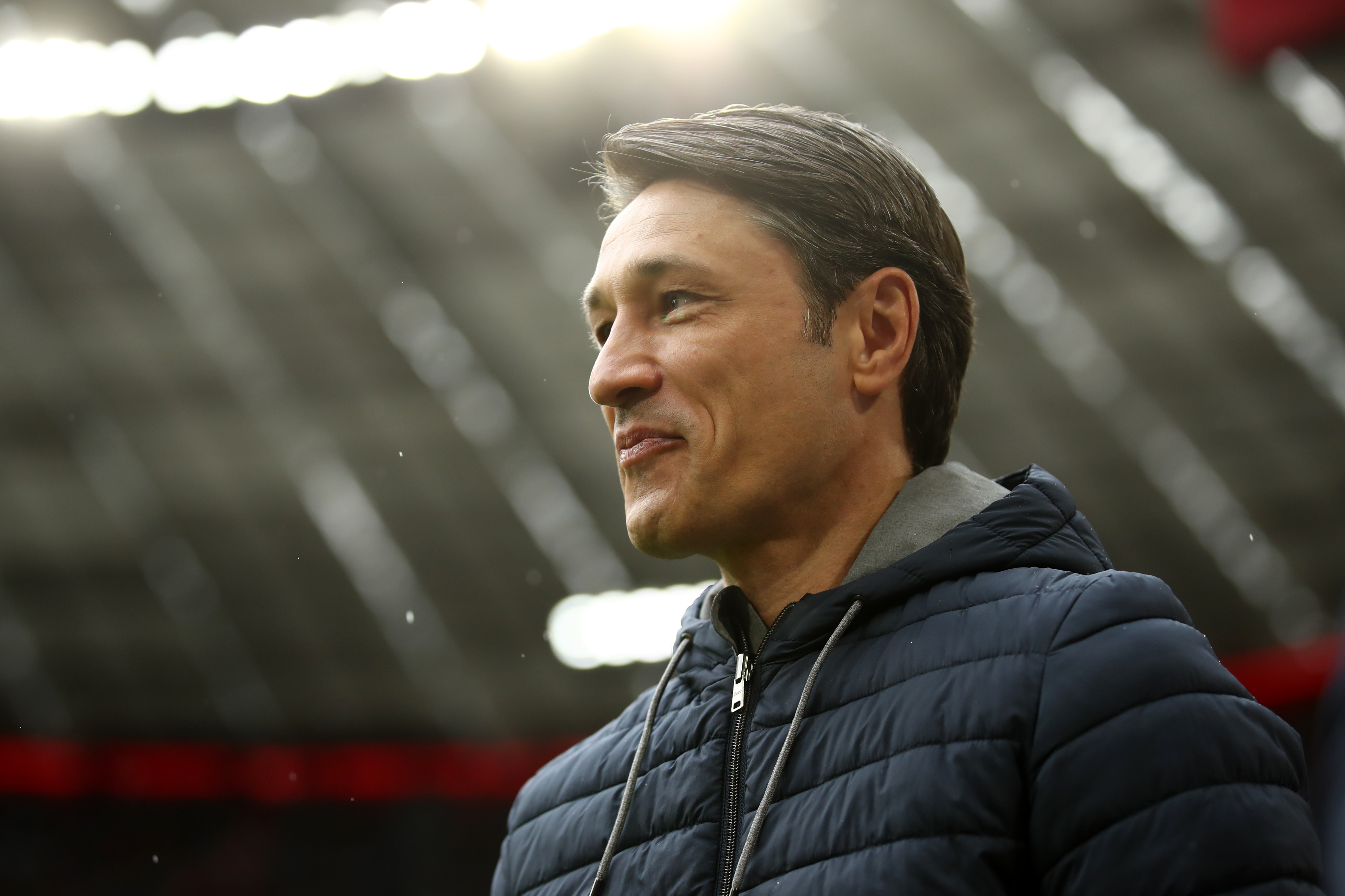 MUNICH, GERMANY - MAY 04: Niko Kovac, Manager of Bayern Munich looks on prior to the Bundesliga match between FC Bayern Muenchen and Hannover 96 at Allianz Arena on May 04, 2019 in Munich, Germany. (Photo by Alex Grimm/Bongarts/Getty Images)