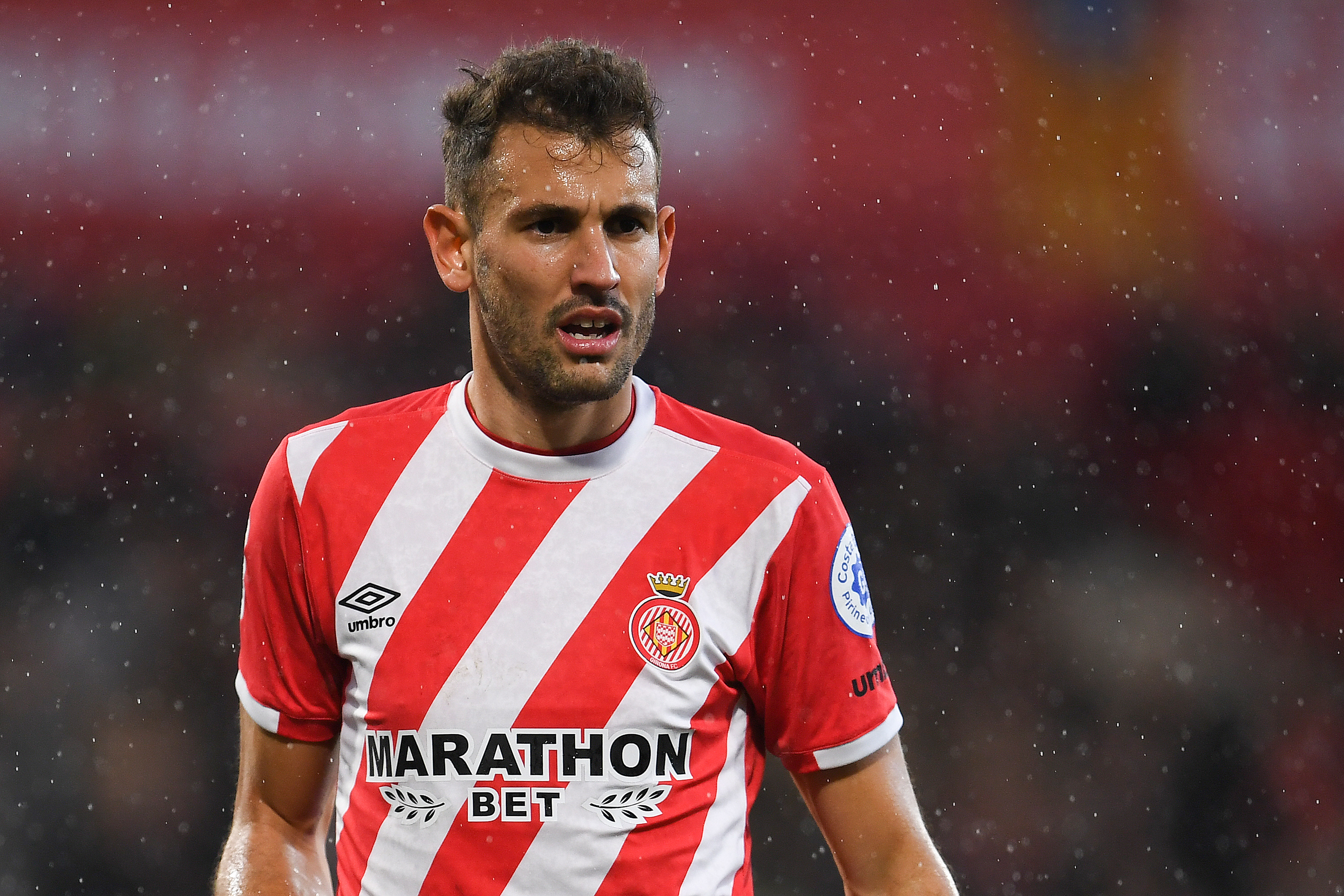 GIRONA, SPAIN - JANUARY 27: Christian Stuani of Girona FC looks on during the La Liga match between Girona FC and FC Barcelona at Montilivi Stadium on January 27, 2019 in Girona, Spain. (Photo by David Ramos/Getty Images)