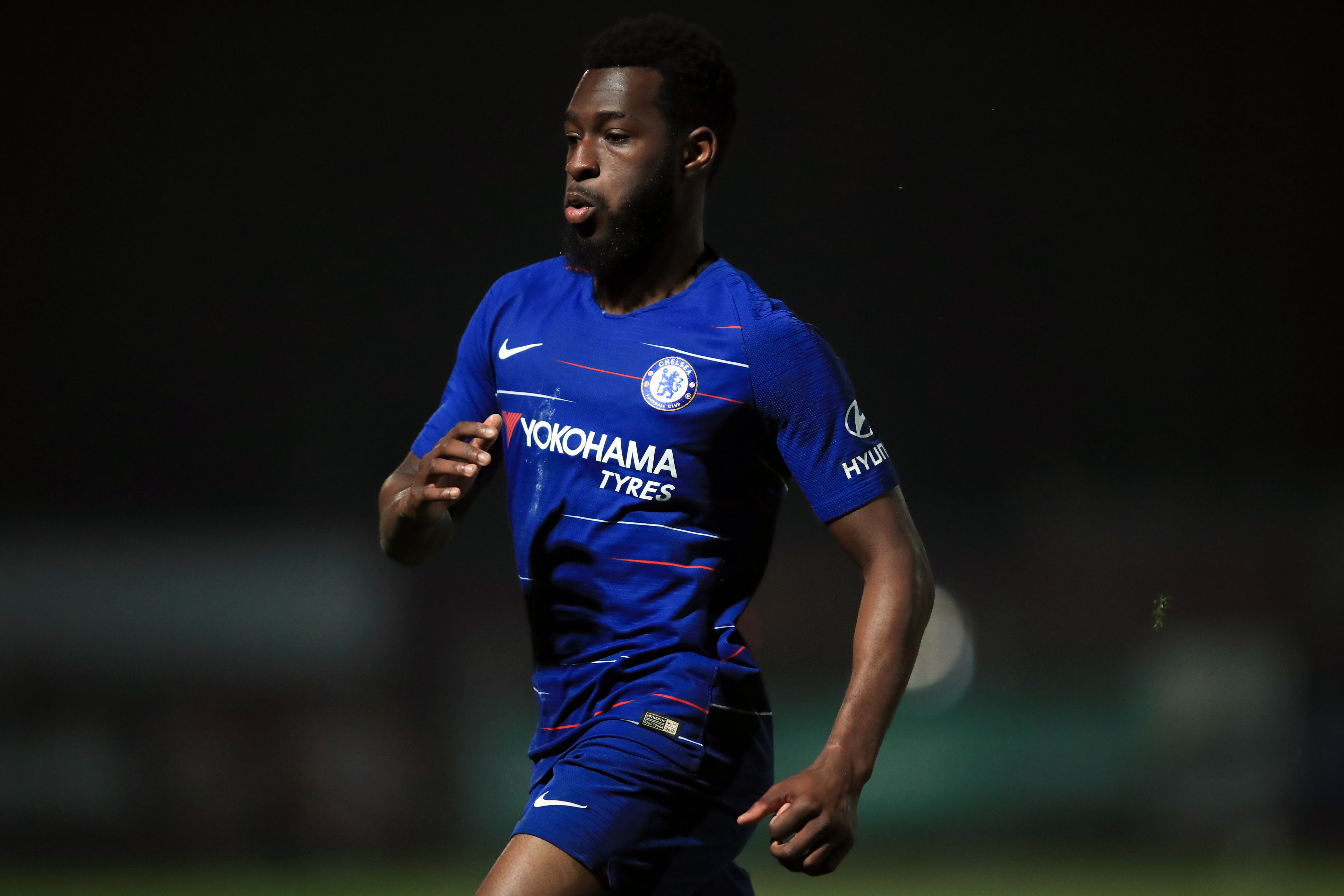 STEVENAGE, ENGLAND - MARCH 01: Martell Taylor-Crossdale of Chelsea during the Premier League 2 match between Tottenham Hotspur and  Chelsea  at The Lamex Stadium on March 01, 2019 in Stevenage, England. (Photo by Marc Atkins/Getty Images)