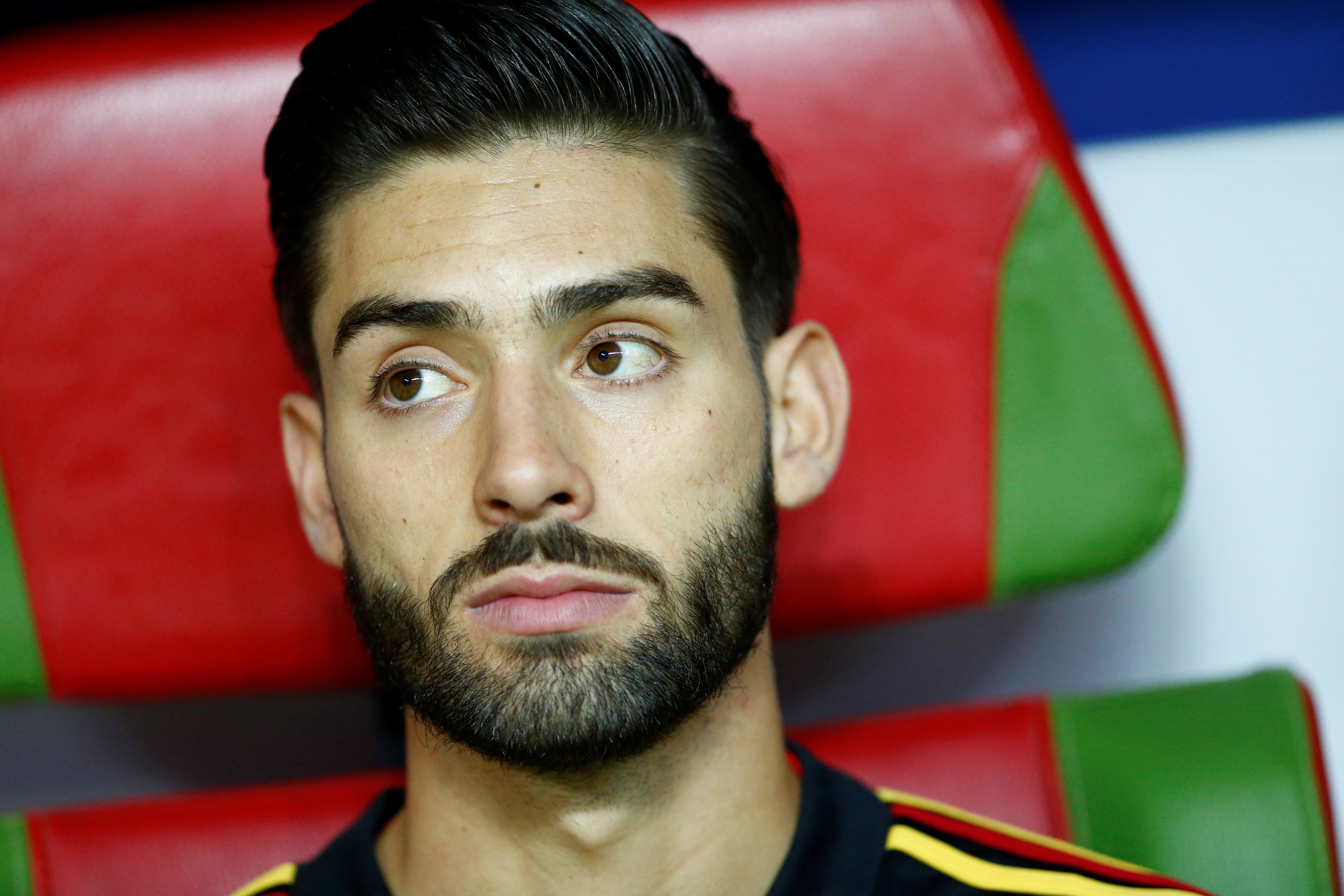 Belgium's midfielder Yannick Ferreira-Carrasco sits on the bench during the Russia 2018 World Cup quarter-final football match between Brazil and Belgium at the Kazan Arena in Kazan on July 6, 2018. (Photo by BENJAMIN CREMEL / AFP) / RESTRICTED TO EDITORIAL USE - NO MOBILE PUSH ALERTS/DOWNLOADS        (Photo credit should read BENJAMIN CREMEL/AFP/Getty Images)