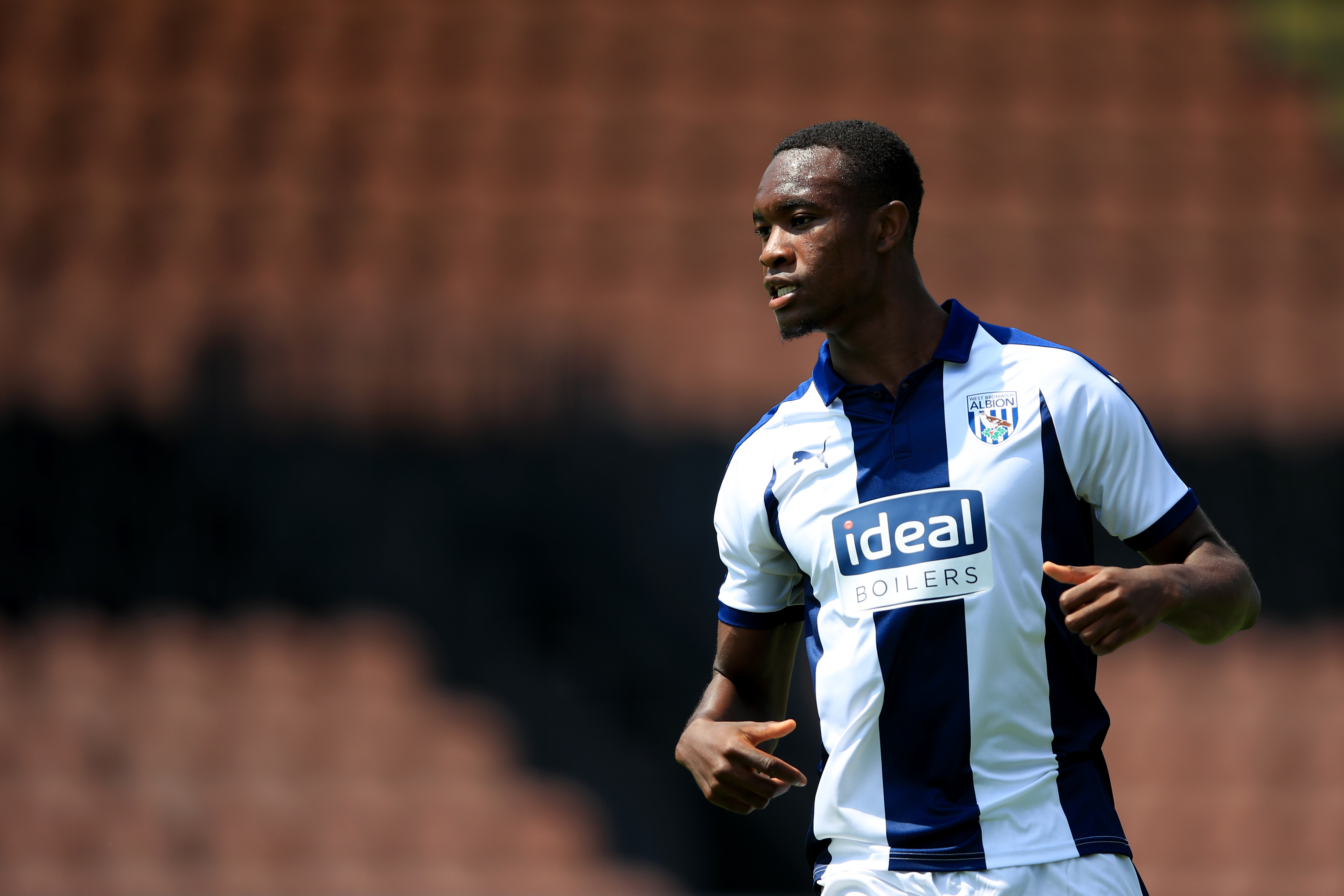 BARNET, ENGLAND - JULY 07: Rekeem Harper of West Bromwich Albion during the Pre-season friendly between Barnet and West Bromwich Albion on July 7, 2018 in Barnet, United Kingdom. (Photo by Marc Atkins/Getty Images)