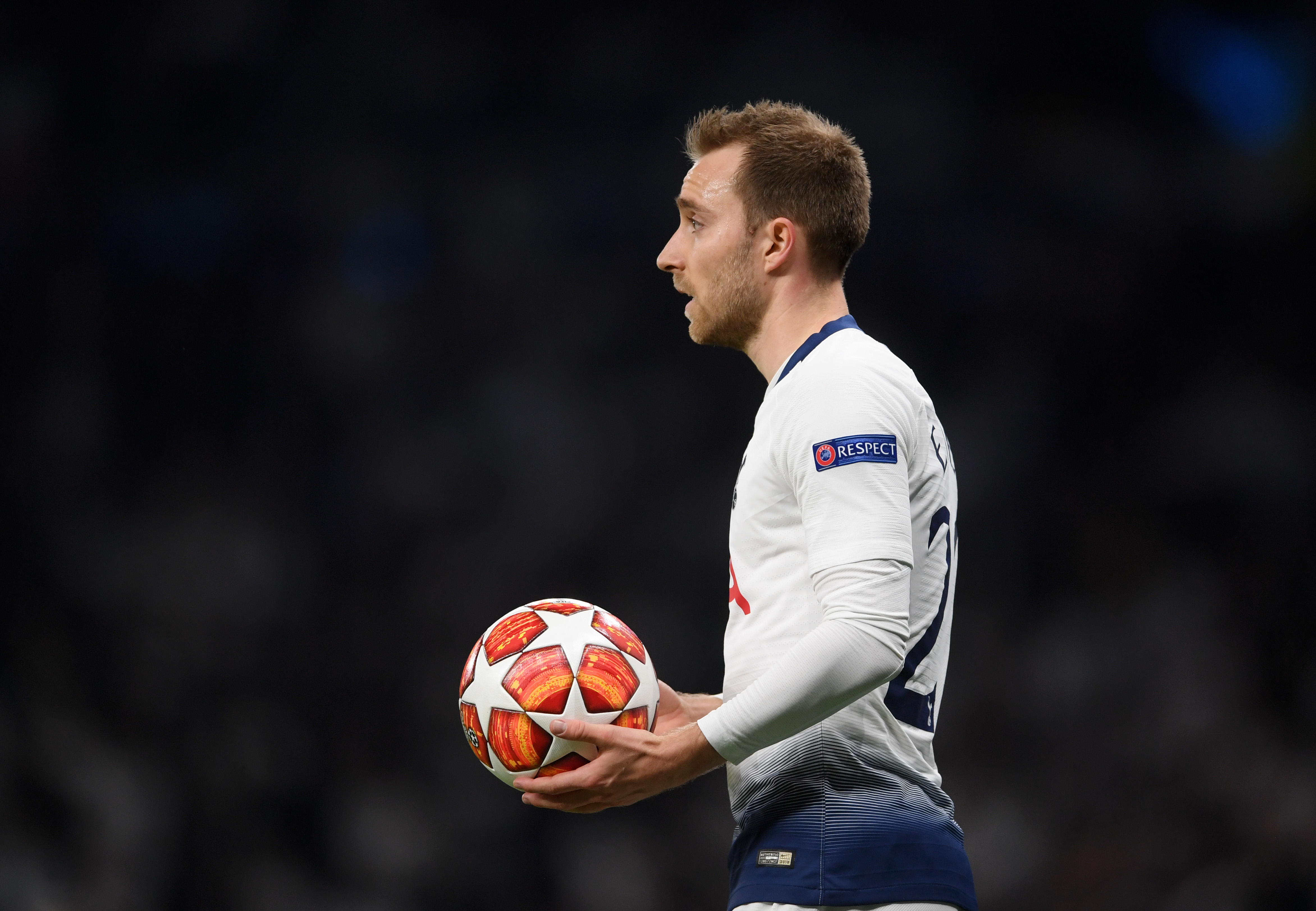 LONDON, ENGLAND - APRIL 30: Christian Eriksen of Tottenham Hotspur looks on during the UEFA Champions League Semi Final first leg match between Tottenham Hotspur and Ajax at at the Tottenham Hotspur Stadium on April 30, 2019 in London, England. (Photo by Laurence Griffiths/Getty Images)