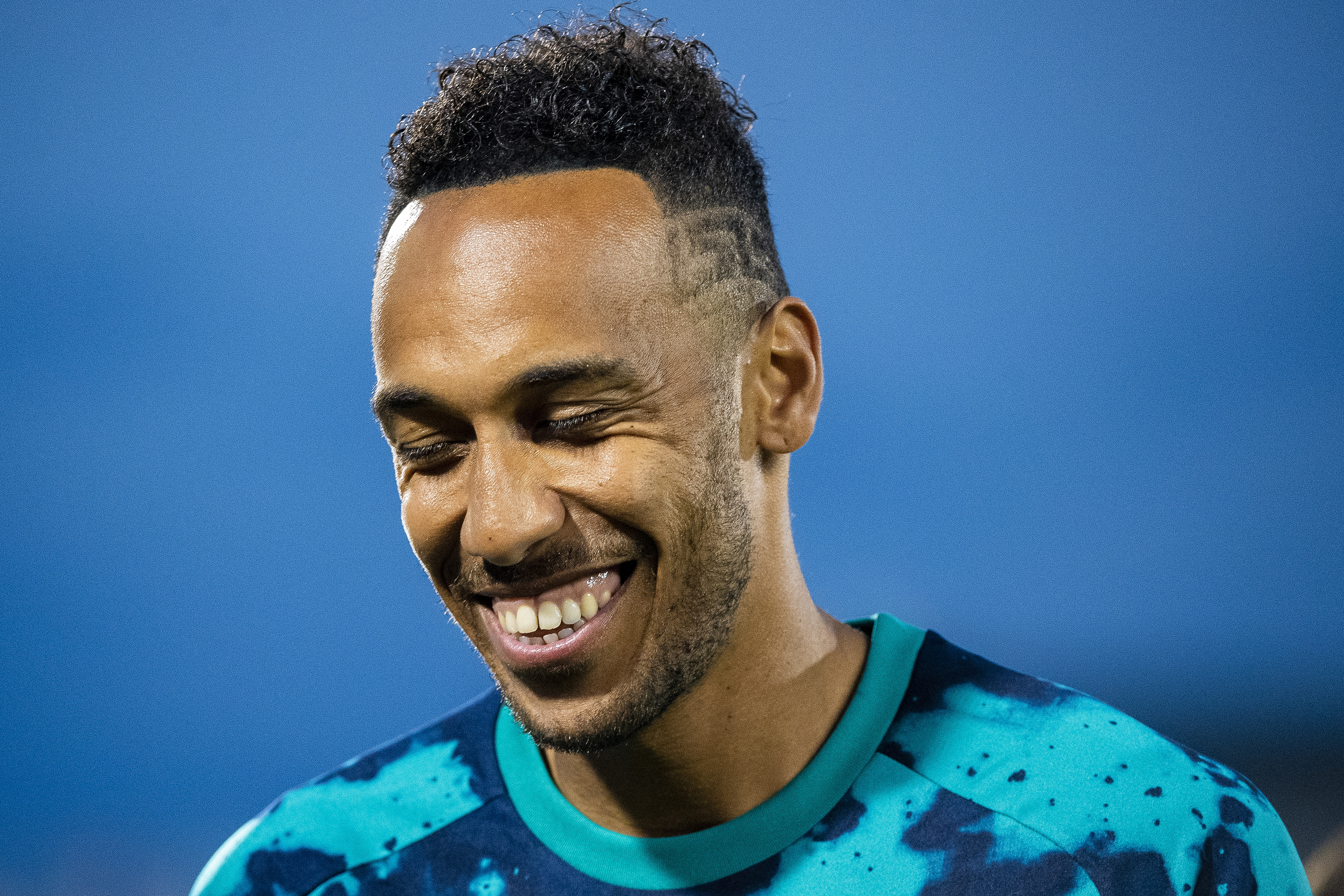 COMMERCE CITY, CO - JULY 15: Pierre-Emerick Aubameyang #14 of Arsenal smiles to fans during the second half against the Colorado Rapids at Dick's Sporting Goods Park on July 15, 2019 in Commerce City, Colorado. (Photo by Timothy Nwachukwu/Getty Images)
