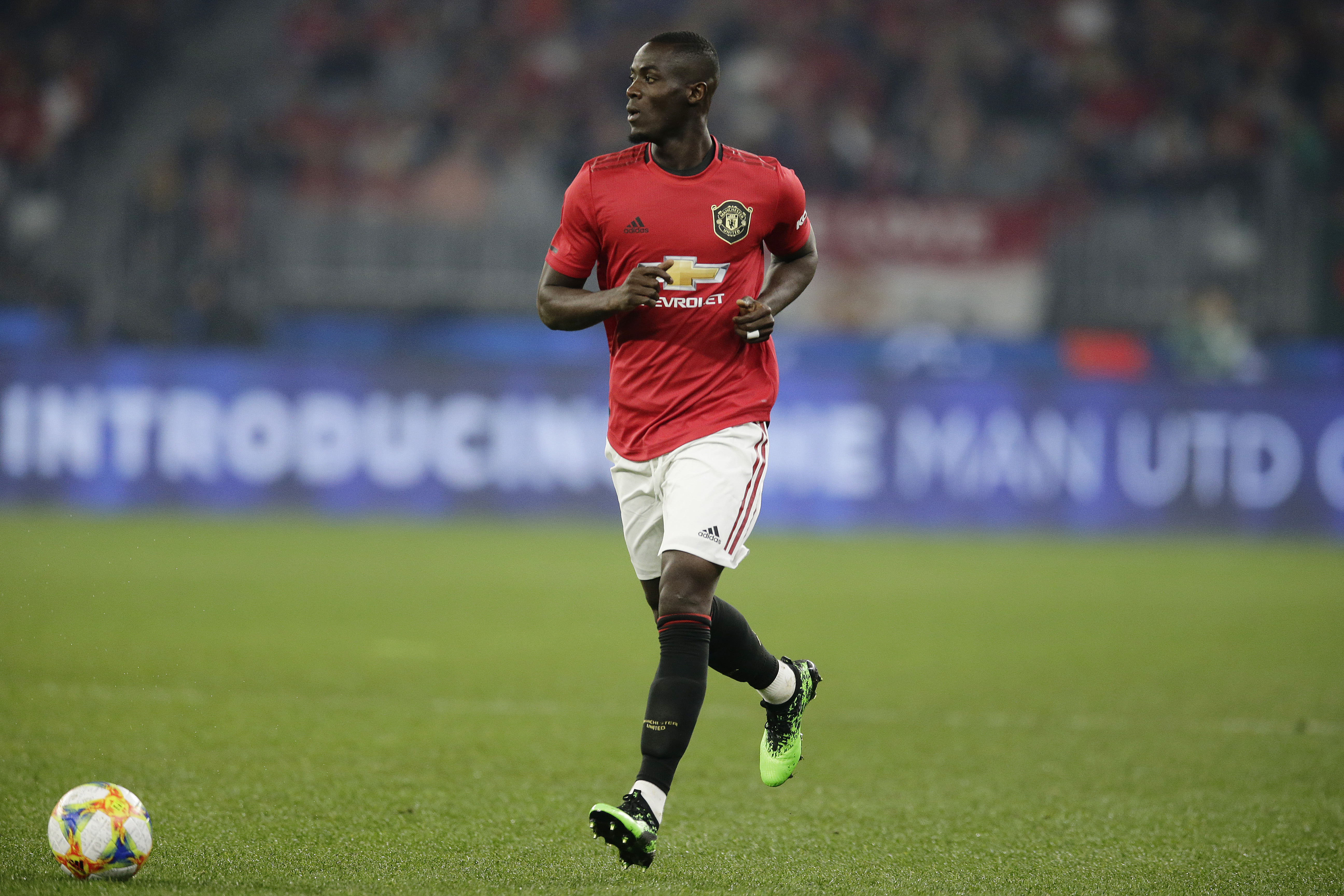 PERTH, AUSTRALIA - JULY 17:  Eric Bailly of Manchester United looks to pass the ball during a pre-season friendly match between Manchester United and Leeds United at Optus Stadium on July 17, 2019 in Perth, Australia. (Photo by Will Russell/Getty Images)