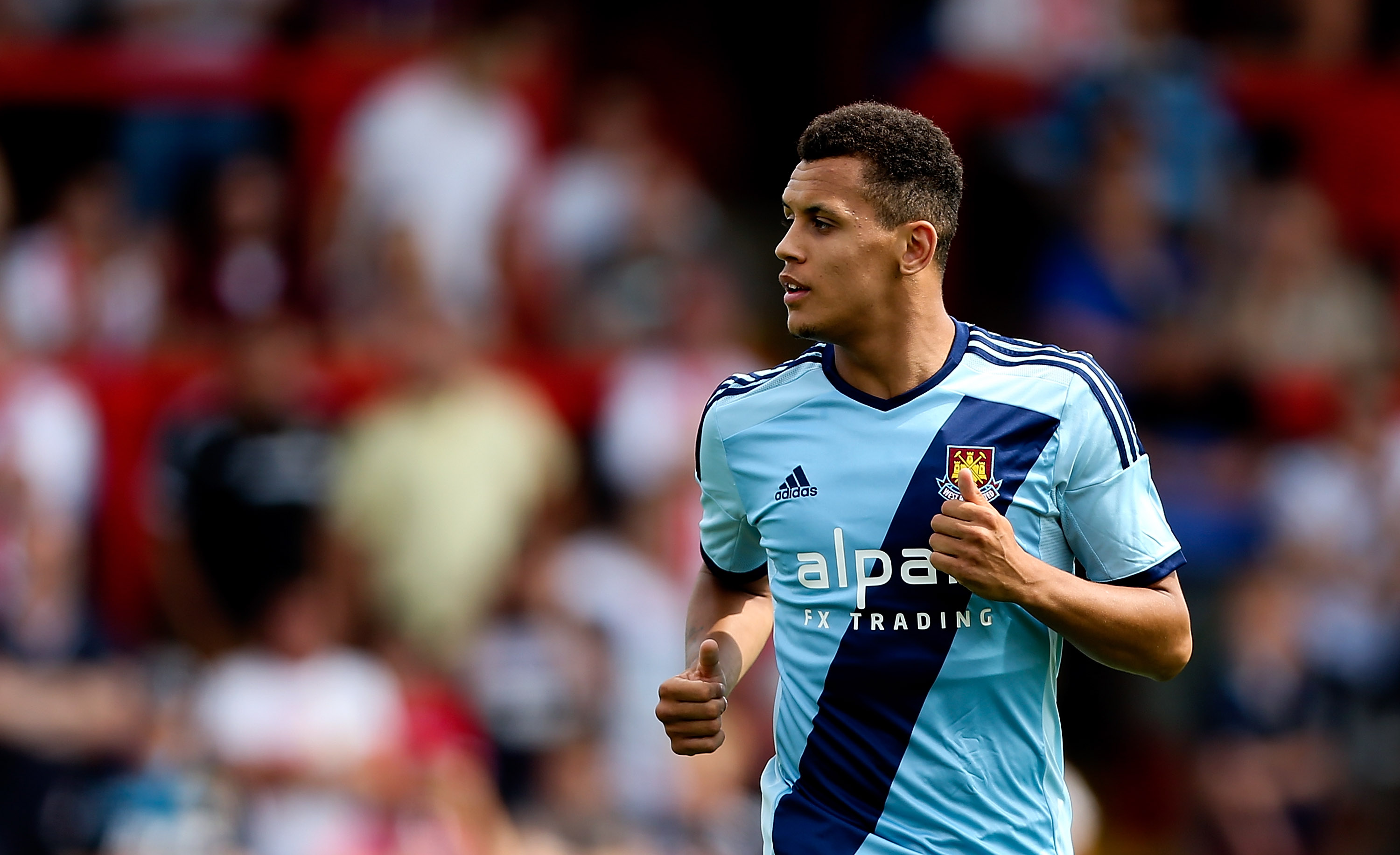 STEVENAGE, ENGLAND - JULY 12: Ravel Morrison of West Ham looks on during the Pre Season Friendly match between Stevenage and West Ham United at The Lamex Stadium on July 12, 2014 in Stevenage, England.  (Photo by Ben Hoskins/Getty Images)