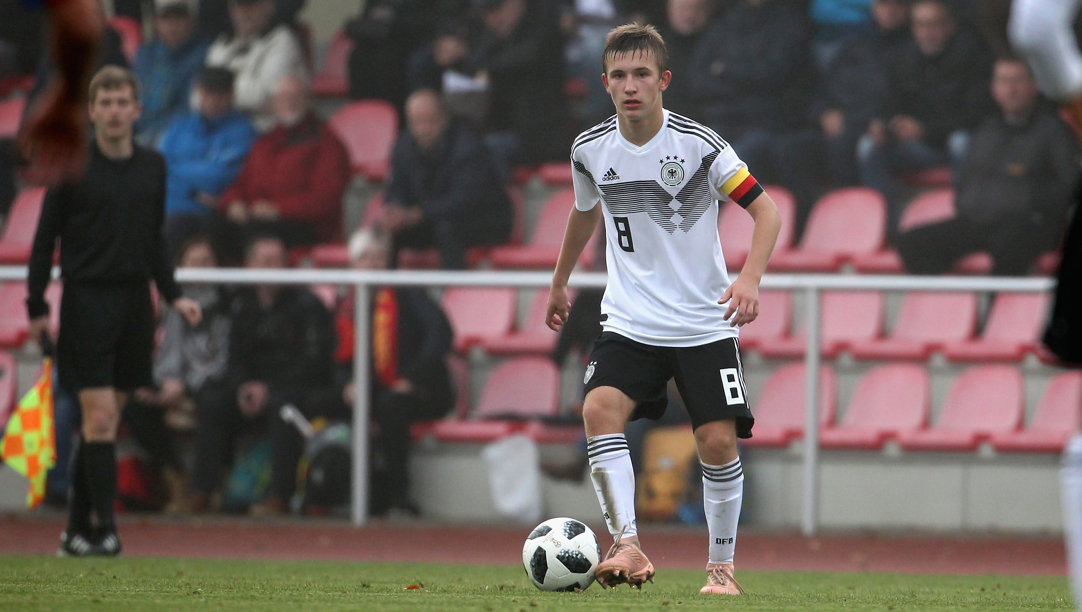 GOTHA, GERMANY - NOVEMBER 09:  Torben Rhein of Germany during the international friendly U16 match between Germany and Czech Republic  at Volkspark-Stadion on November 09, 2018 in Gotha, Germany. (Photo by Karina Hessland-Wissel/Bongarts/Getty Images)
