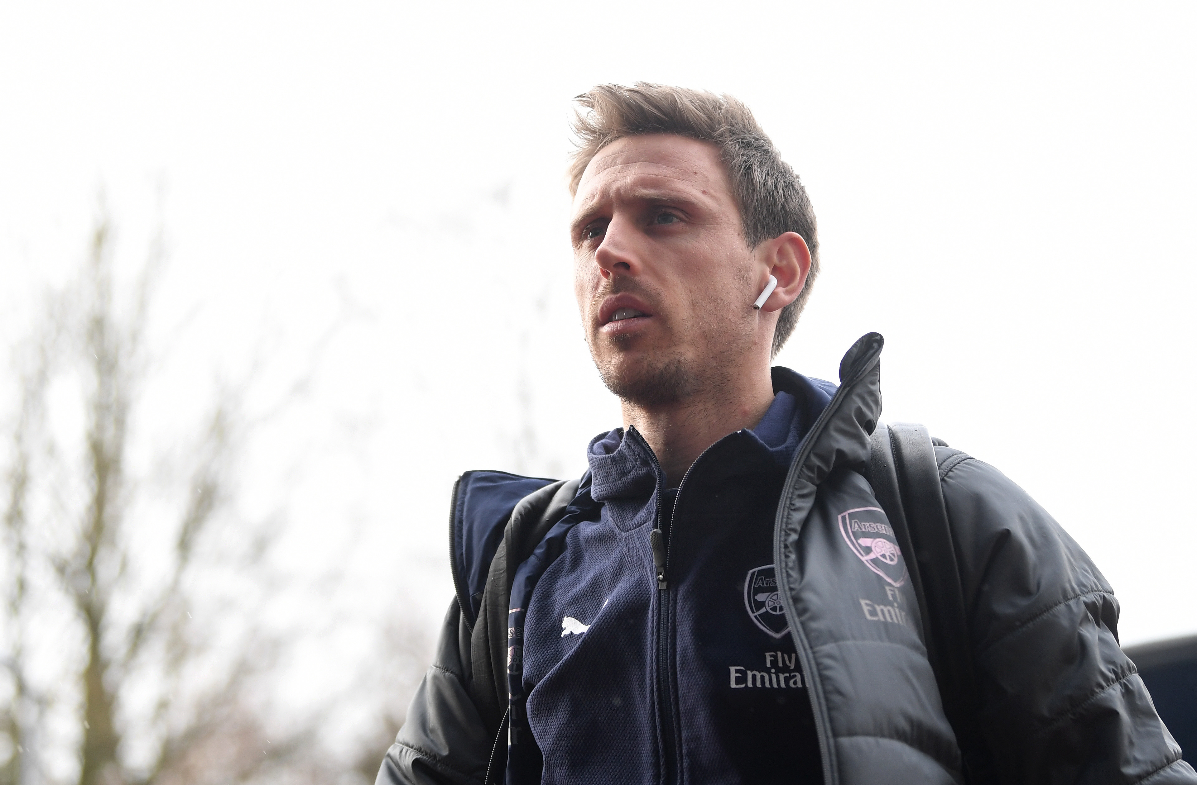 HUDDERSFIELD, ENGLAND - FEBRUARY 09:  Nacho Monreal of Arsenal arrives at the stadium prior to the Premier League match between Huddersfield Town and Arsenal FC at John Smith's Stadium on February 9, 2019 in Huddersfield, United Kingdom.  (Photo by Gareth Copley/Getty Images)