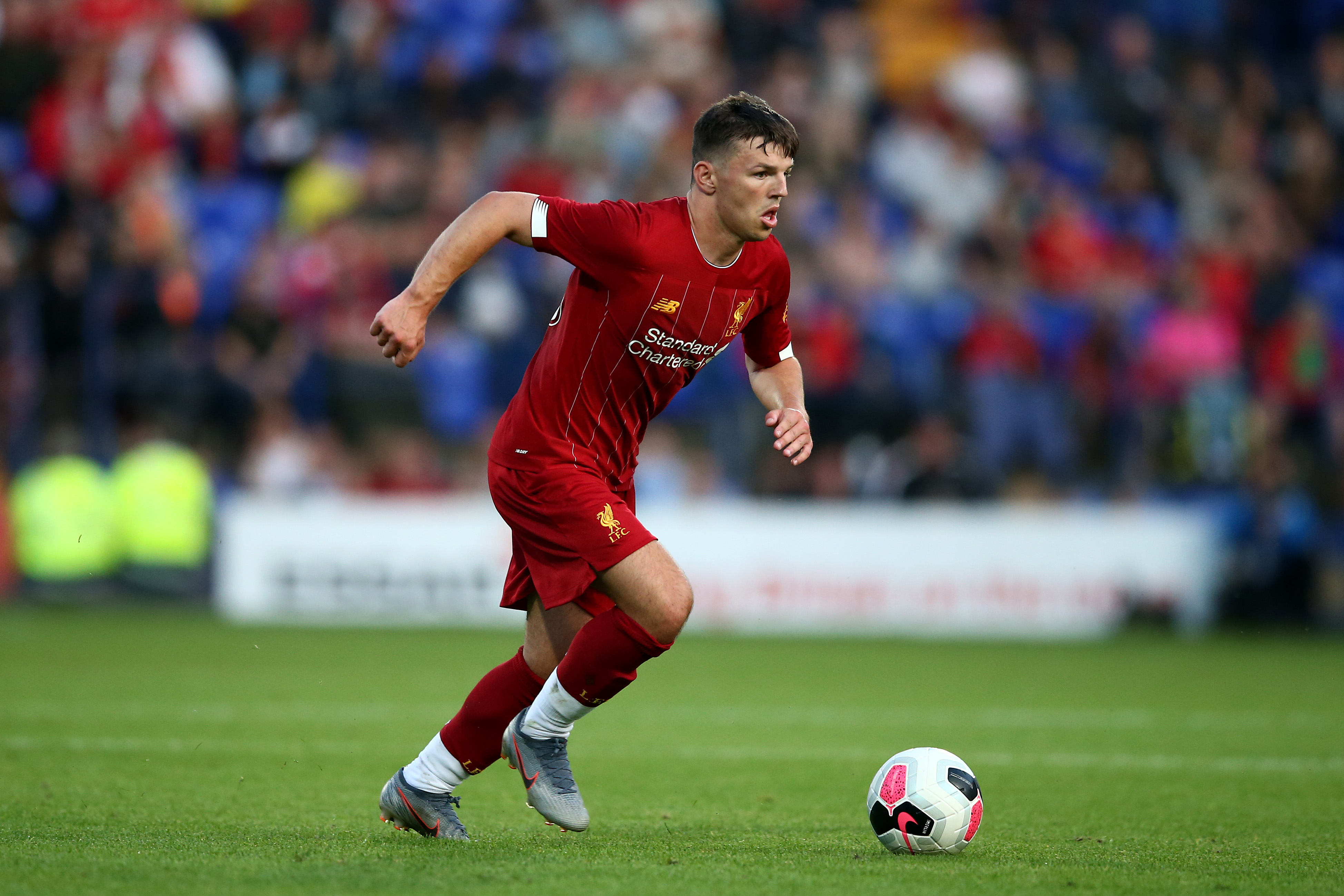 BIRKENHEAD, ENGLAND - JULY 11:  Bobby Duncan of Liverpool during the Pre-Season Friendly match between Tranmere Rovers and Liverpool at Prenton Park on July 11, 2019 in Birkenhead, England. (Photo by Jan Kruger/Getty Images)