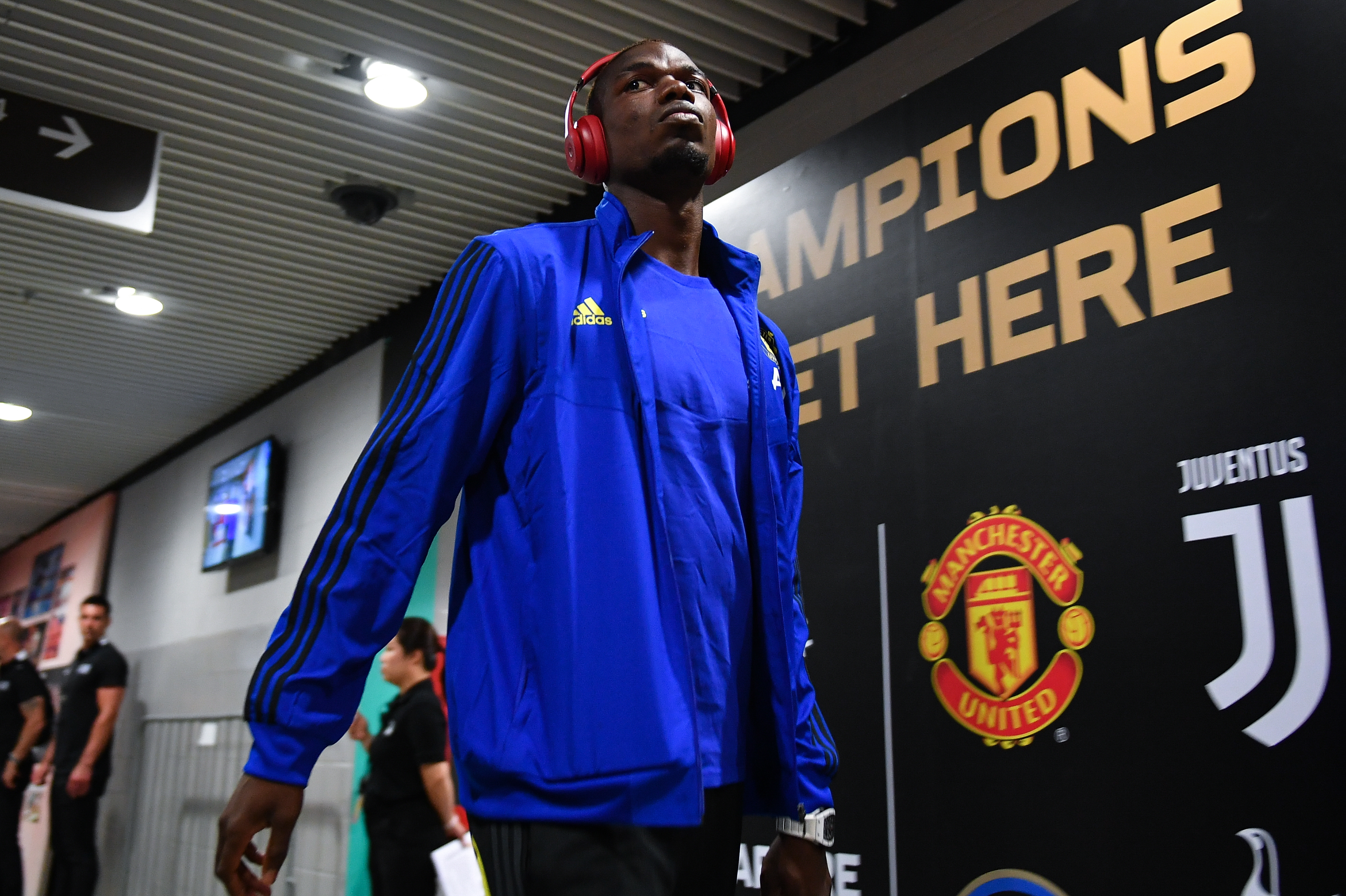 SINGAPORE - JULY 20: Paul Pogba of Manchester United is seen on arrival at the stadium during the 2019 International Champions Cup match between Manchester United and FC Internazionale at the Singapore National Stadium on July 20, 2019 in Singapore. (Photo by Thananuwat Srirasant/Getty Images)