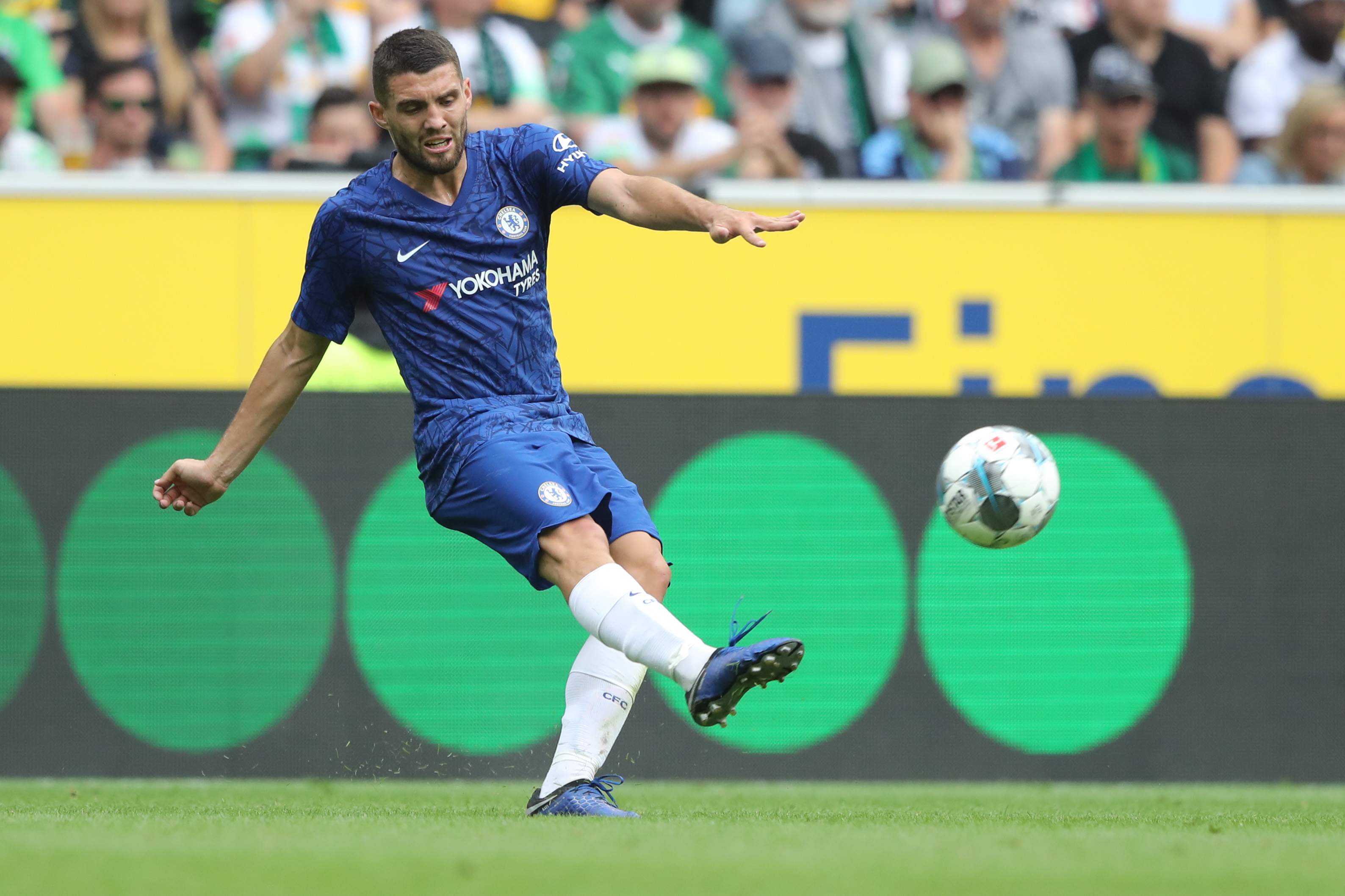 MOENCHENGLADBACH, GERMANY - AUGUST 03: Mateo Kovacic of Chelsea runs with the ball during the pre-season friendly match between Borussia Moenchengladbach and FC Chelsea at Borussia-Park on August 03, 2019 in Moenchengladbach, Germany. The match between Moenchengladbach and Chelsea ended 2-2.  (Photo by Christof Koepsel/Bongarts/Getty Images)