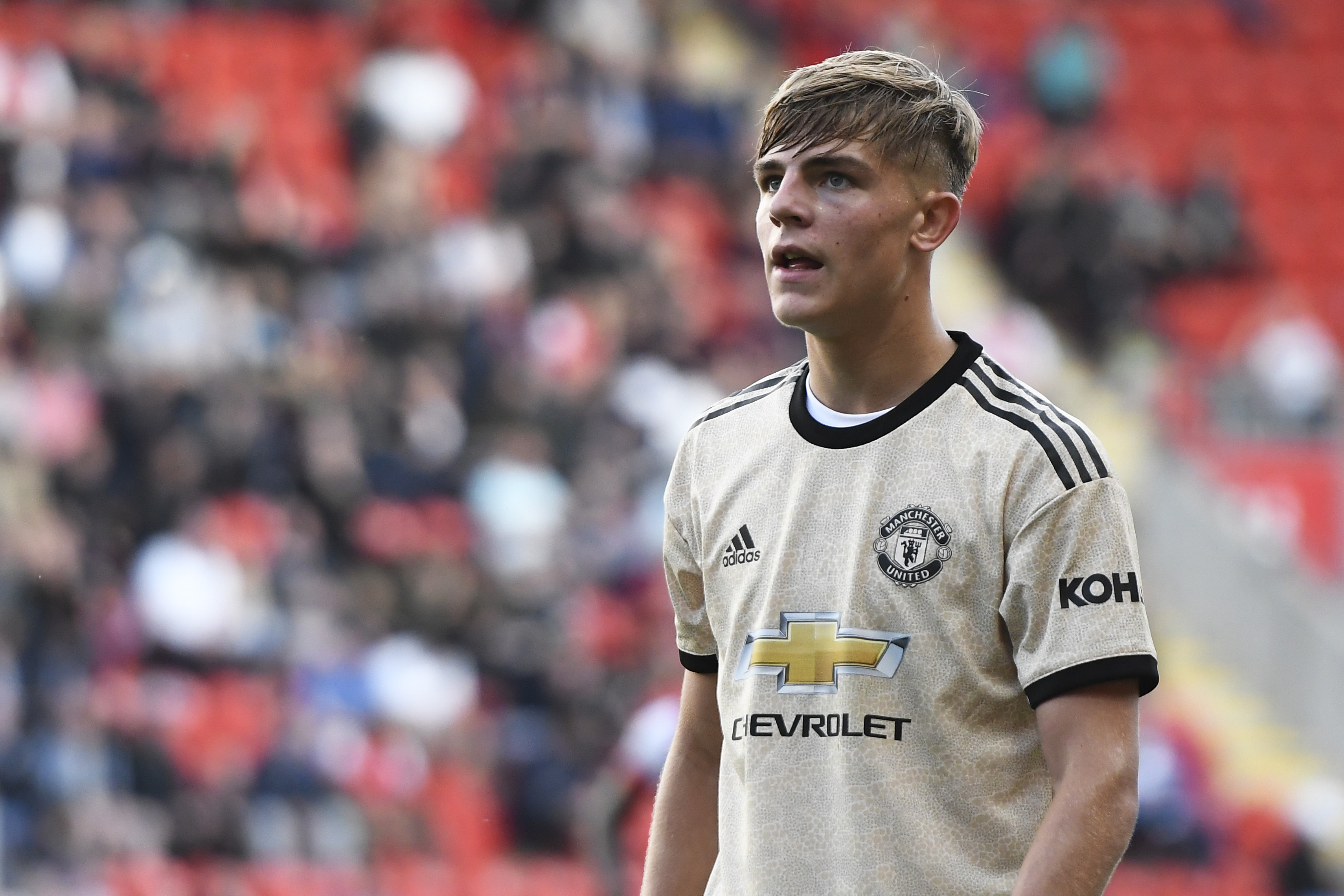 ROTHERHAM, ENGLAND - AUGUST 06: Brandon Williams of Manchester United U21 during the EFL Trophy match between Rotherham United and Manchester United U21 at AESSEAL New York Stadium on August 6, 2019 in Rotherham, England. (Photo by George Wood/Getty Images)