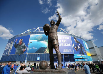 CARDIFF, WALES - MAY 04: A general view outside the stadium where the statue of Frederick Charles Keenor is seen prior to the Premier League match between Cardiff City and Crystal Palace at Cardiff City Stadium on May 04, 2019 in Cardiff, United Kingdom. (Photo by Alex Morton/Getty Images)