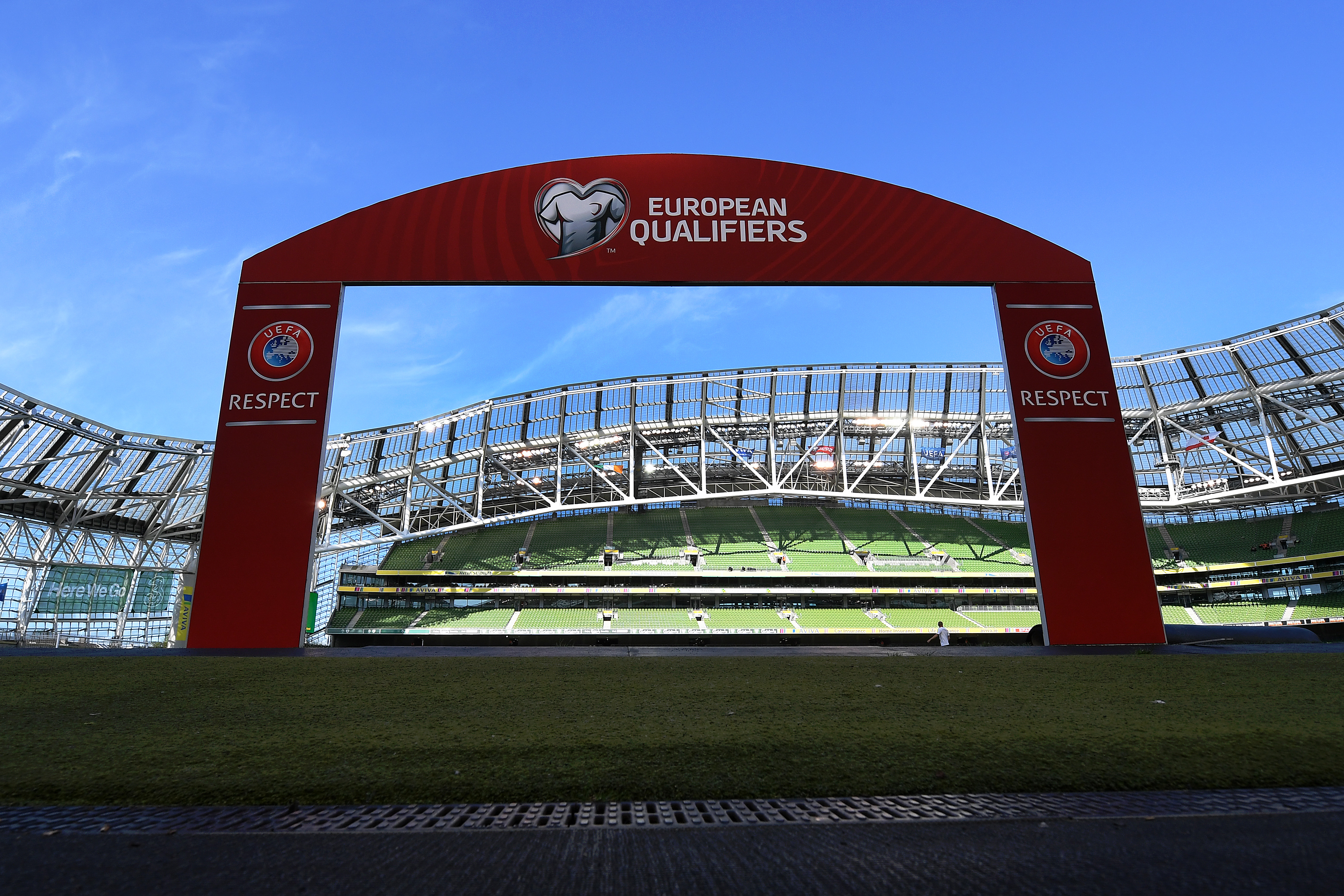 DUBLIN, IRELAND - JUNE 10:  A general view of the pitch ahead of the 2020 UEFA European Championships group D qualifying match between the Republic of Ireland and Gibraltar at the Aviva Stadium on June 10, 2019 in Dublin, Ireland. (Photo by Mike Hewitt/Getty Images)