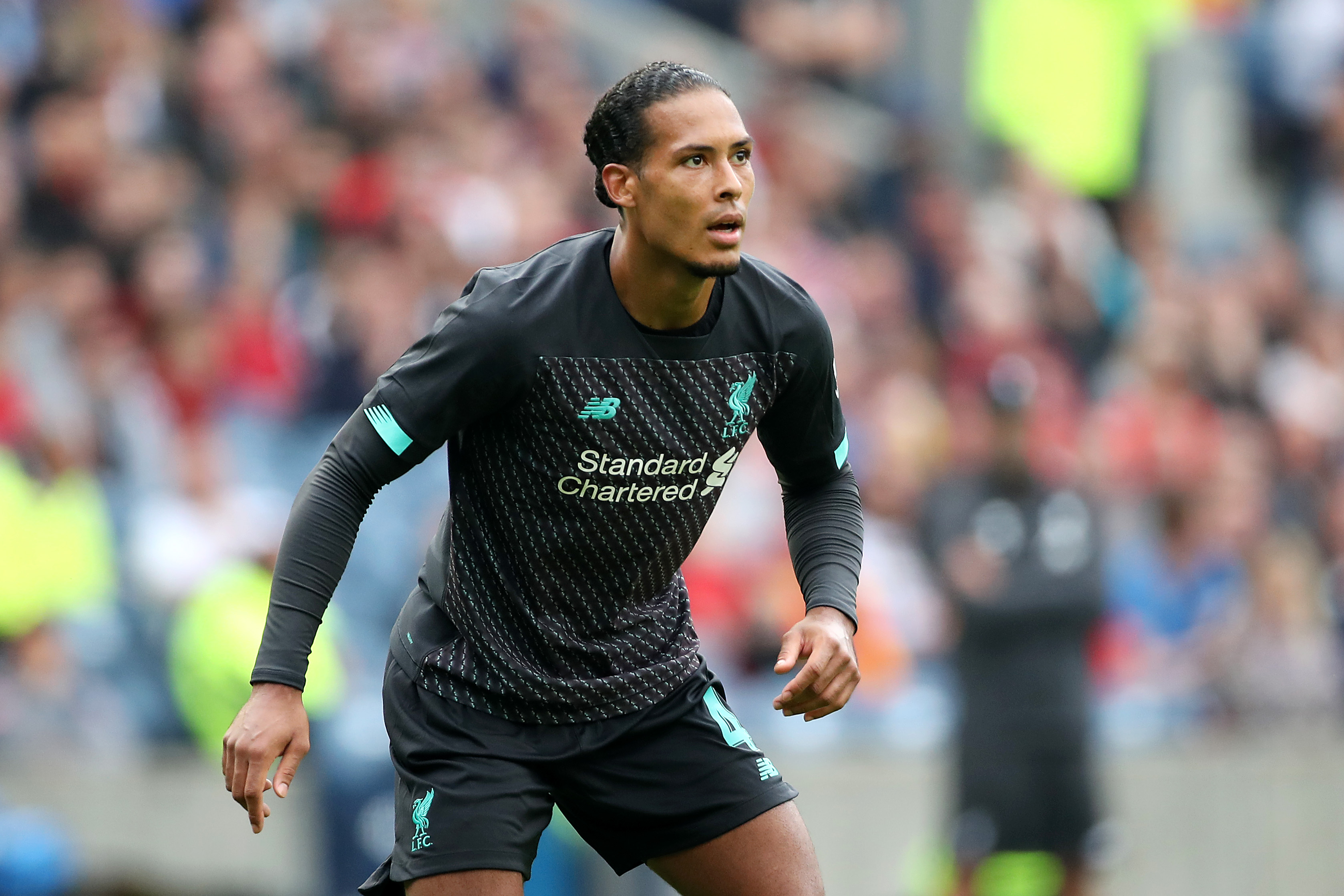 EDINBURGH, SCOTLAND - JULY 28: Virgil Van Dijk of Liverpool looks on during the Pre-Season Friendly match between Liverpool FC and SSC Napoli at Murrayfield on July 28, 2019 in Edinburgh, Scotland. (Photo by Ian MacNicol/Getty Images)