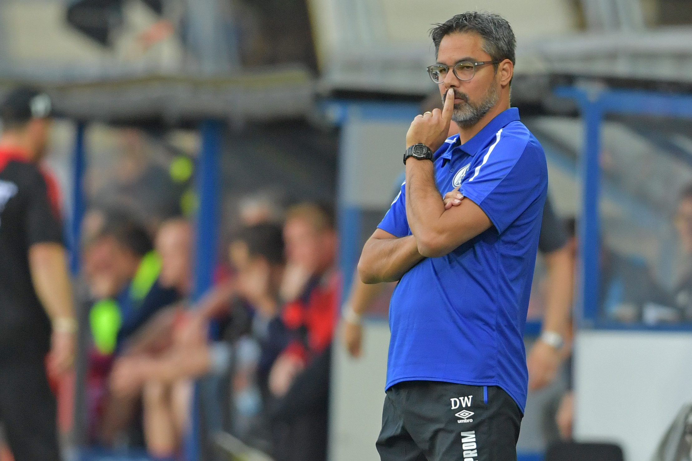 PADERBORN, GERMANY - SEPTEMBER 15: Head coach David Wagner of Schalke reacts during the Bundesliga match between SC Paderborn 07 and FC Schalke 04 at Benteler Arena on September 15, 2019 in Paderborn, Germany. (Photo by Thomas F. Starke/Bongarts/Getty Images)