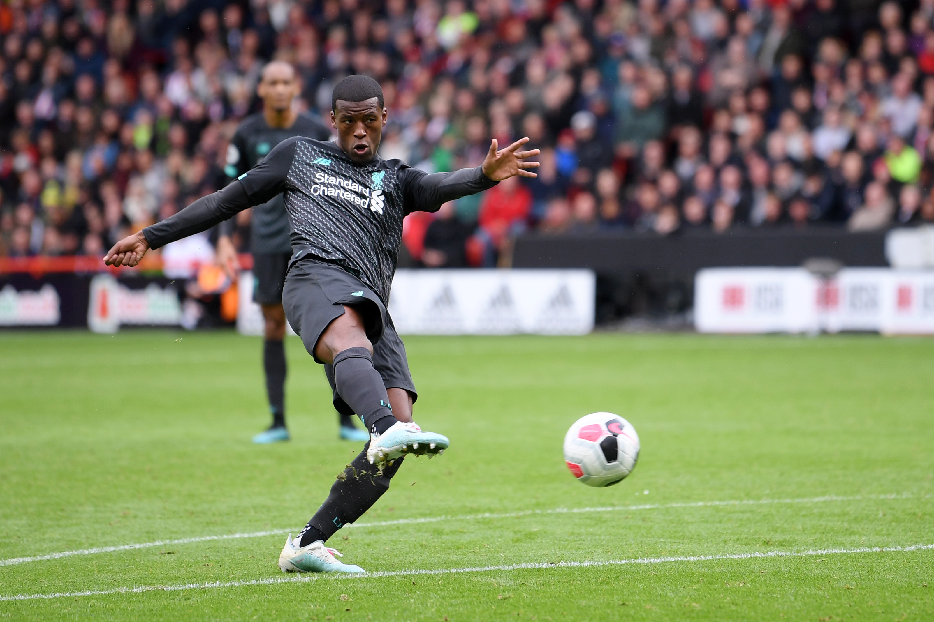 The shot that led to the match winning goal. (Photo by Laurence Griffiths/Getty Images)