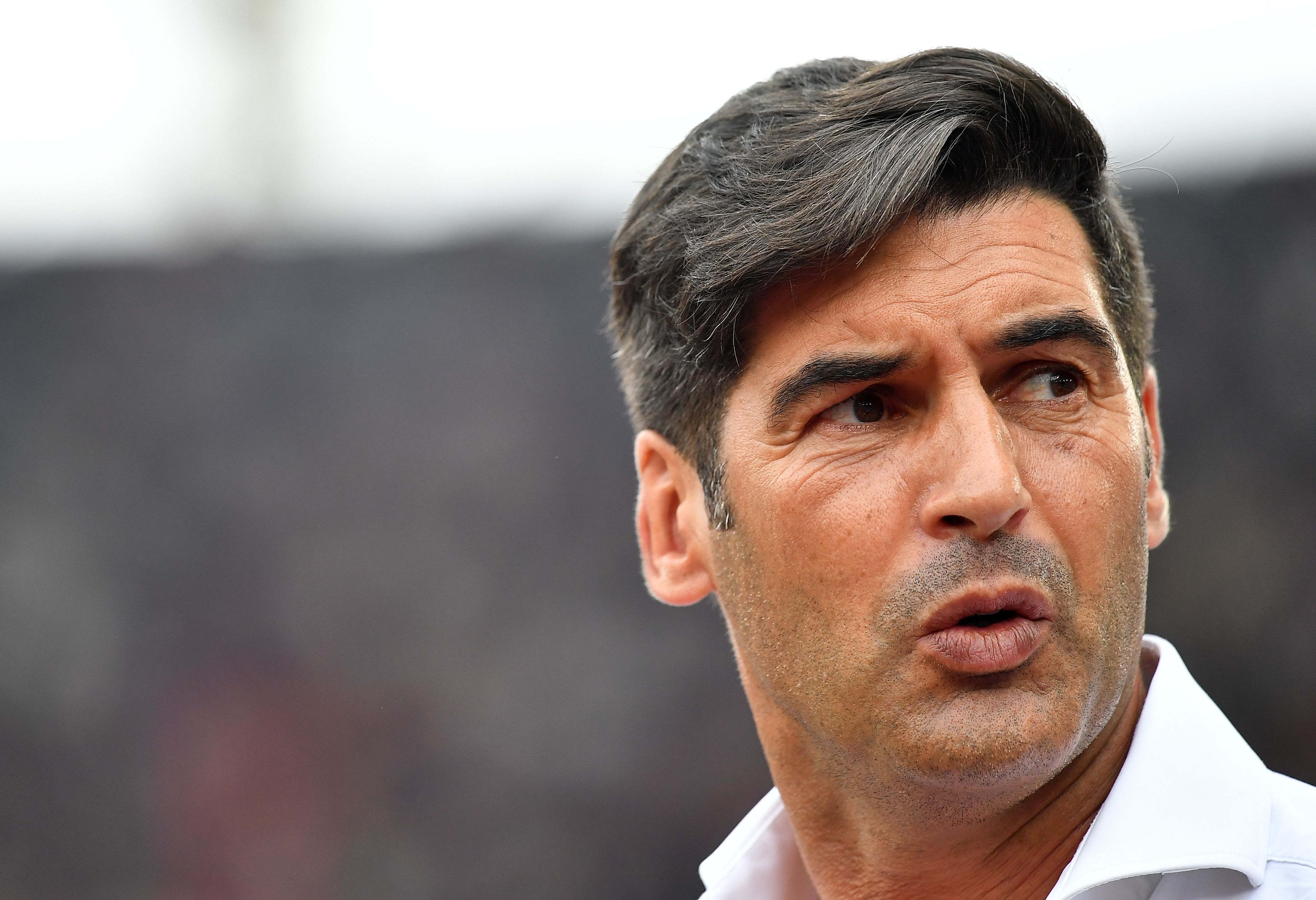 Roma's coach Paulo Fonseca looks on during the Italian Serie A football match Lazio against Roma on September 1, 2019, at the Olympic stadium in Rome. (Photo by Tiziana FABI / AFP)        (Photo credit should read TIZIANA FABI/AFP/Getty Images)