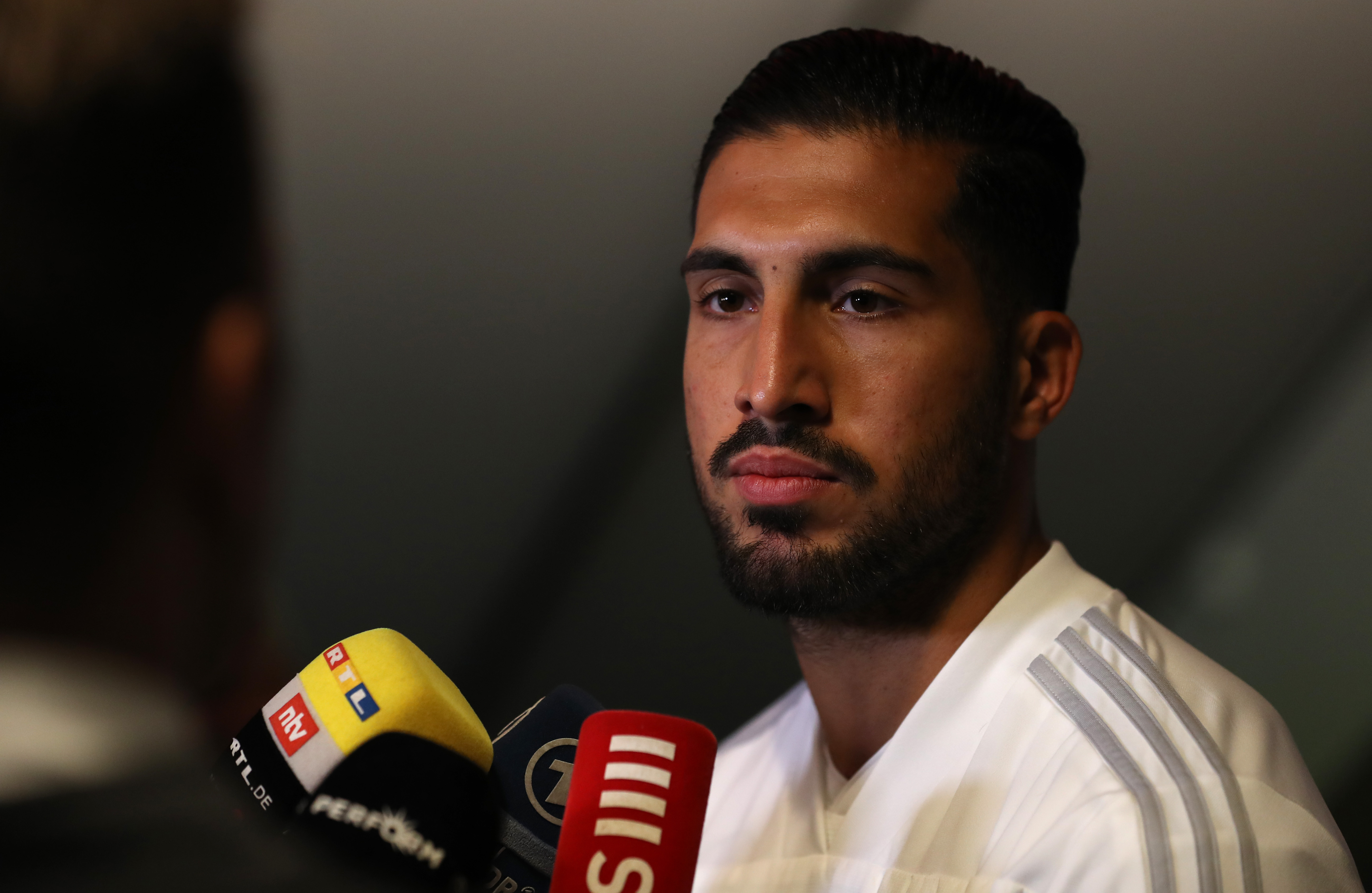 HAMBURG, GERMANY - SEPTEMBER 04: Emre Can of Germany speaks to the media ahead of a training session at Millerntor Stadium on September 04, 2019 in Hamburg, Germany. (Photo by Maja Hitij/Bongarts/Getty Images)