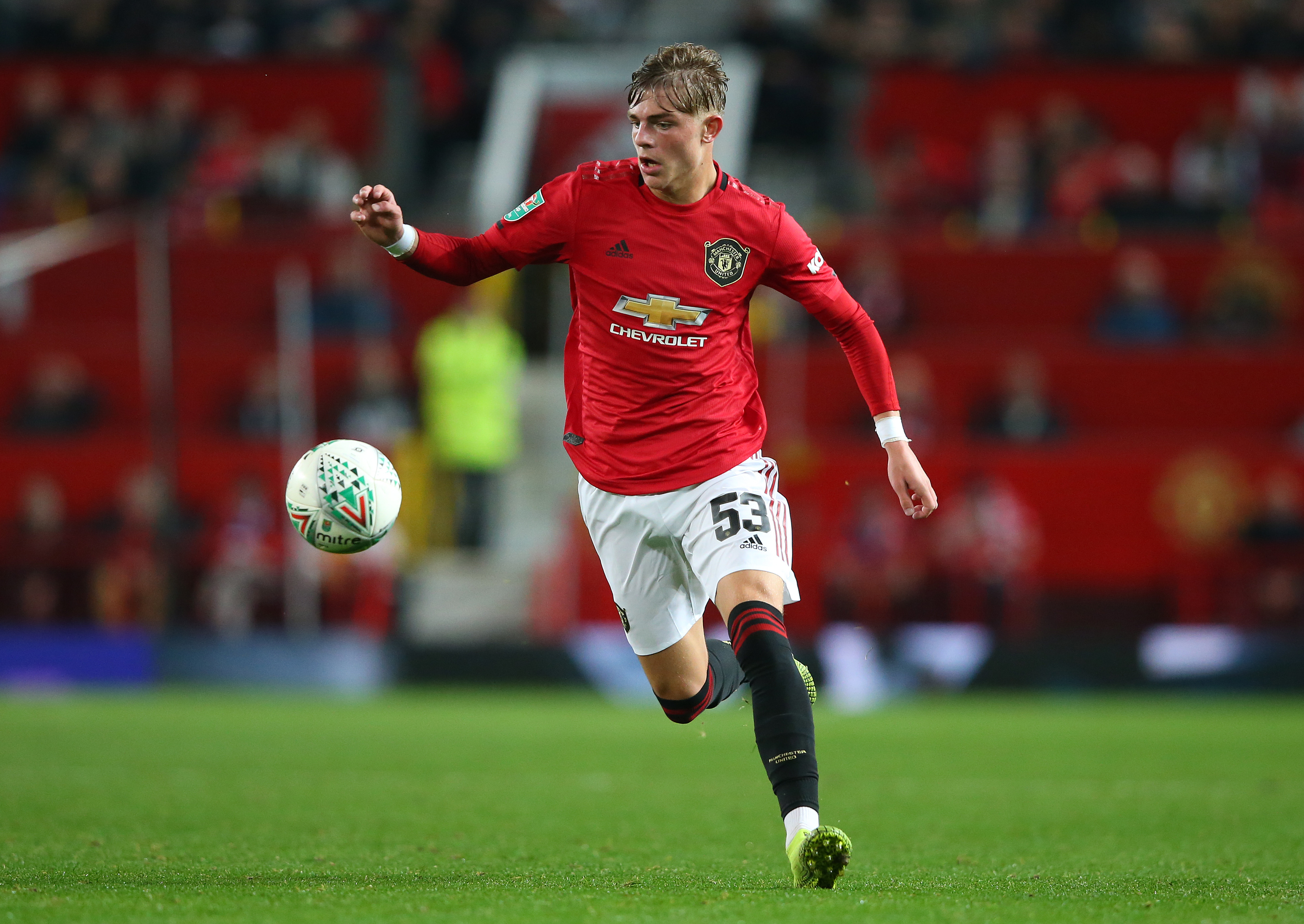 MANCHESTER, ENGLAND - SEPTEMBER 25: Brandon Williams of Manchester United during the Carabao Cup Third Round match between Manchester United and Rochdale at Old Trafford on September 25, 2019 in Manchester, England. (Photo by Alex Livesey/Getty Images)