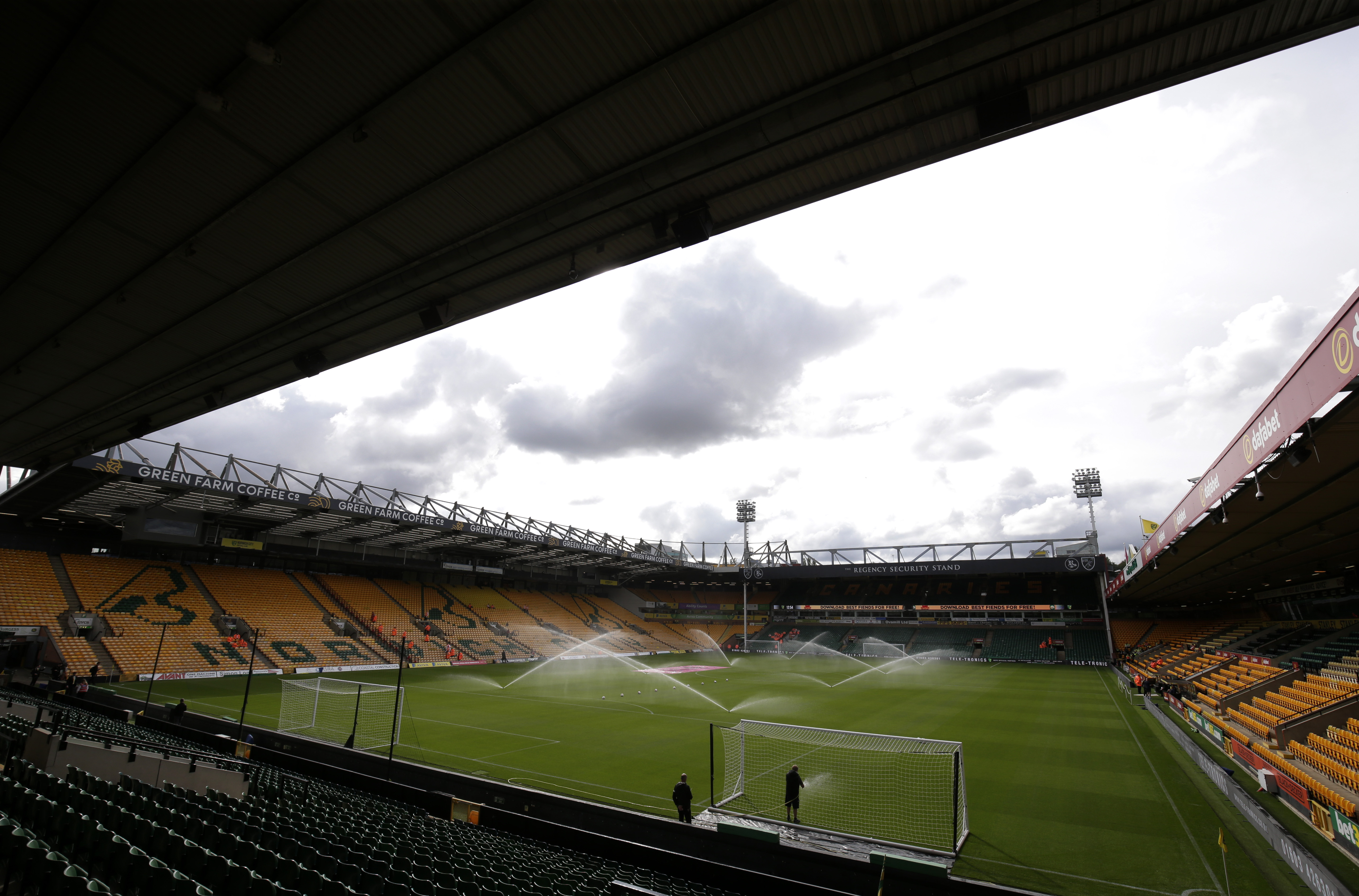 NORWICH, ENGLAND - OCTOBER 05: General view inside the stadium ahead of the Premier League match between Norwich City and Aston Villa at Carrow Road on October 05, 2019 in Norwich, United Kingdom. (Photo by Henry Browne/Getty Images)