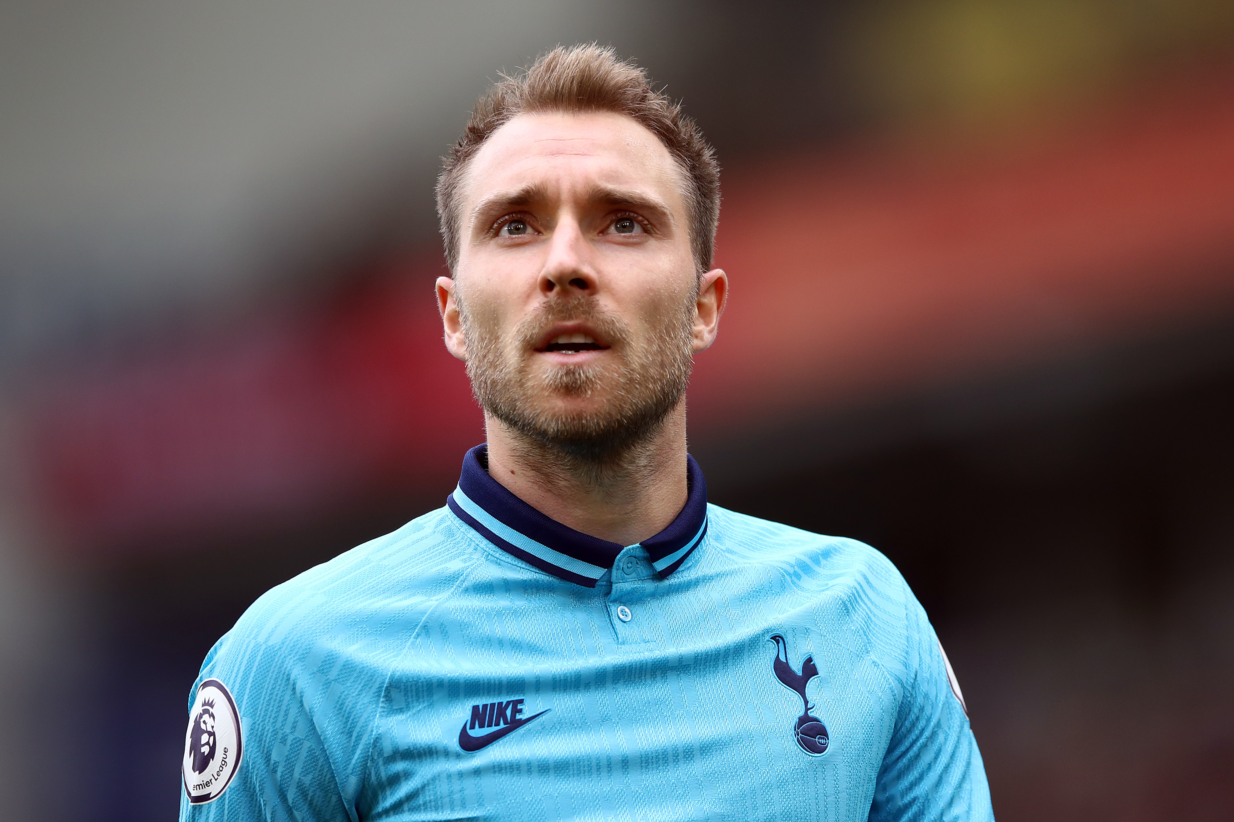 BRIGHTON, ENGLAND - OCTOBER 05: Christian Eriksen of Tottenham Hotspur looks on during the Premier League match between Brighton & Hove Albion and Tottenham Hotspur at American Express Community Stadium on October 05, 2019 in Brighton, United Kingdom. (Photo by Bryn Lennon/Getty Images)